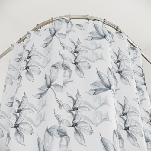 Botanical Shadow Shower Curtain — Monochrome Leaf Pattern for Modern Bathroom