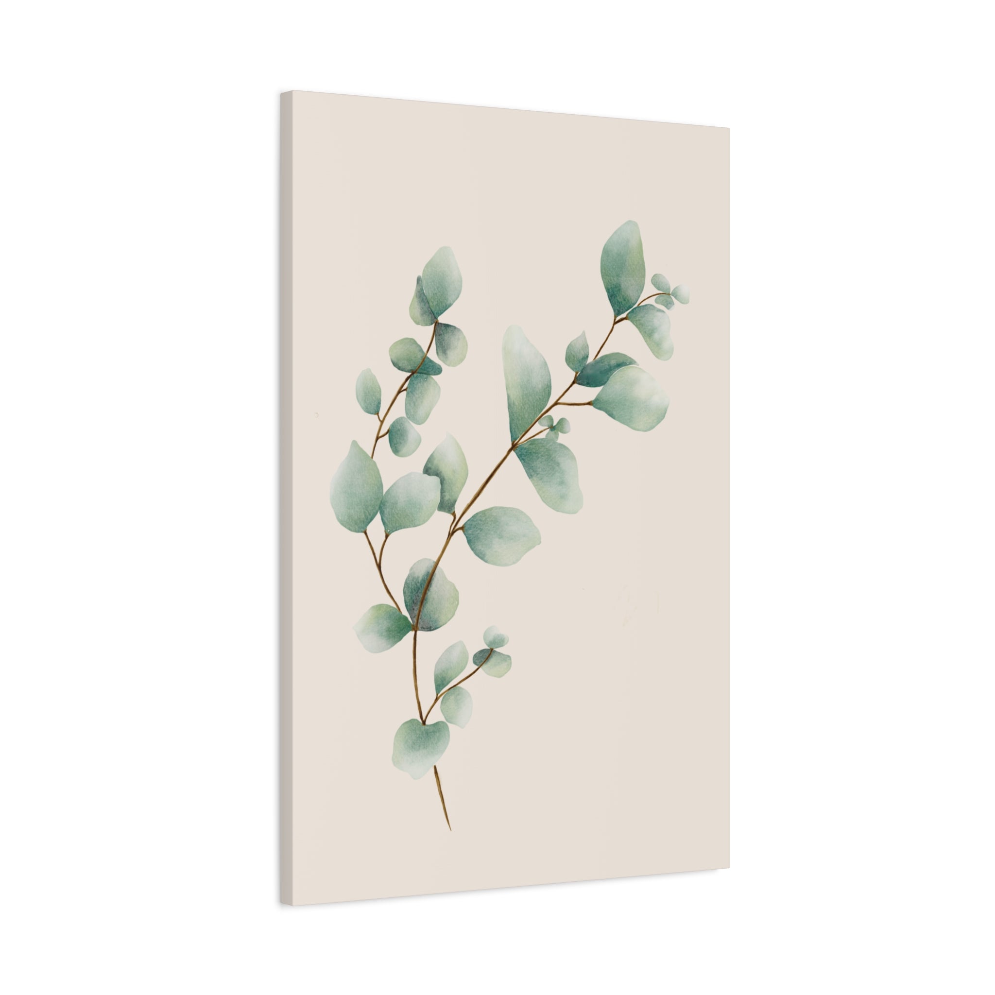 Botanical Watercolor Canvas Print — Green Leaf Wall Art (Matte Stretched)