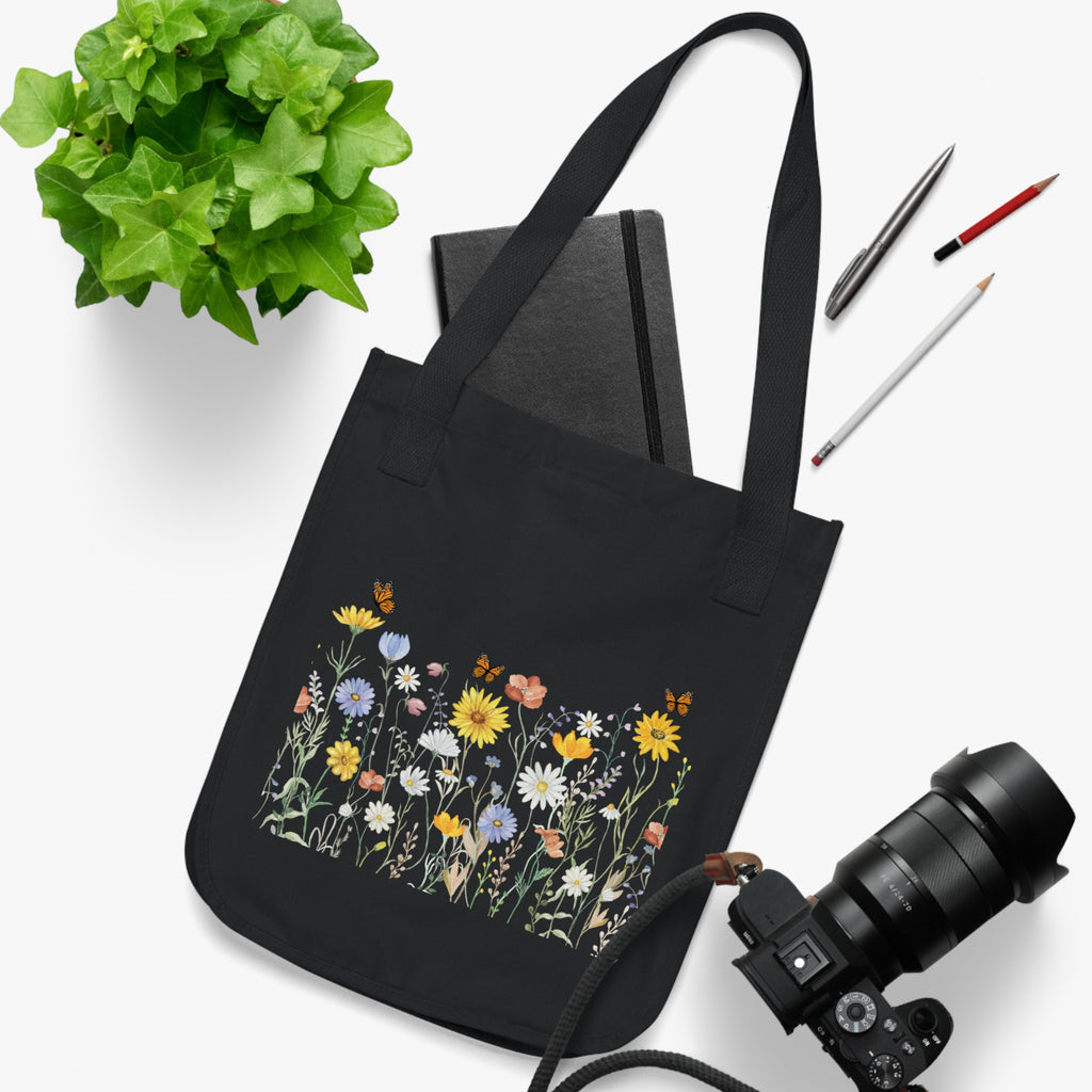 Canvas Tote Bag — Wildflower Garden Floral Print Organic Market Tote