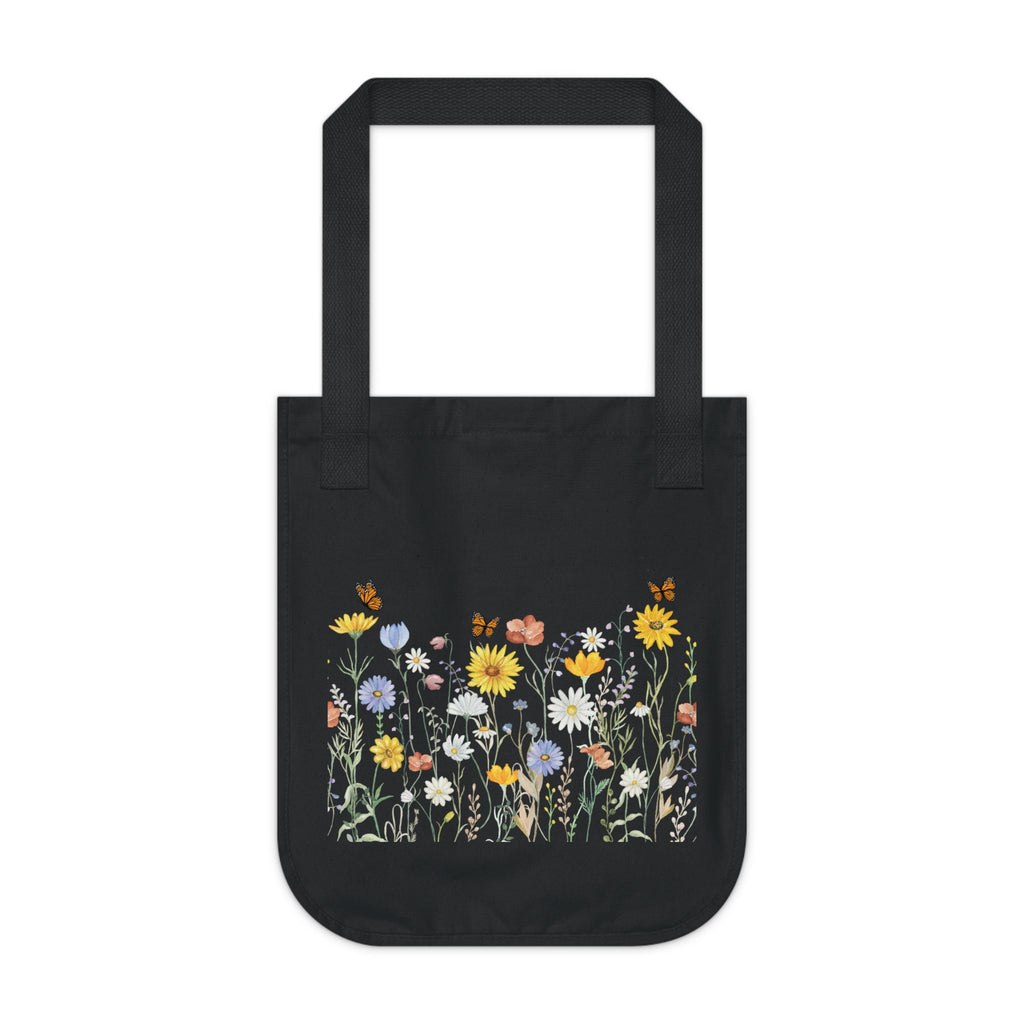 Canvas Tote Bag — Wildflower Garden Floral Print Organic Market Tote