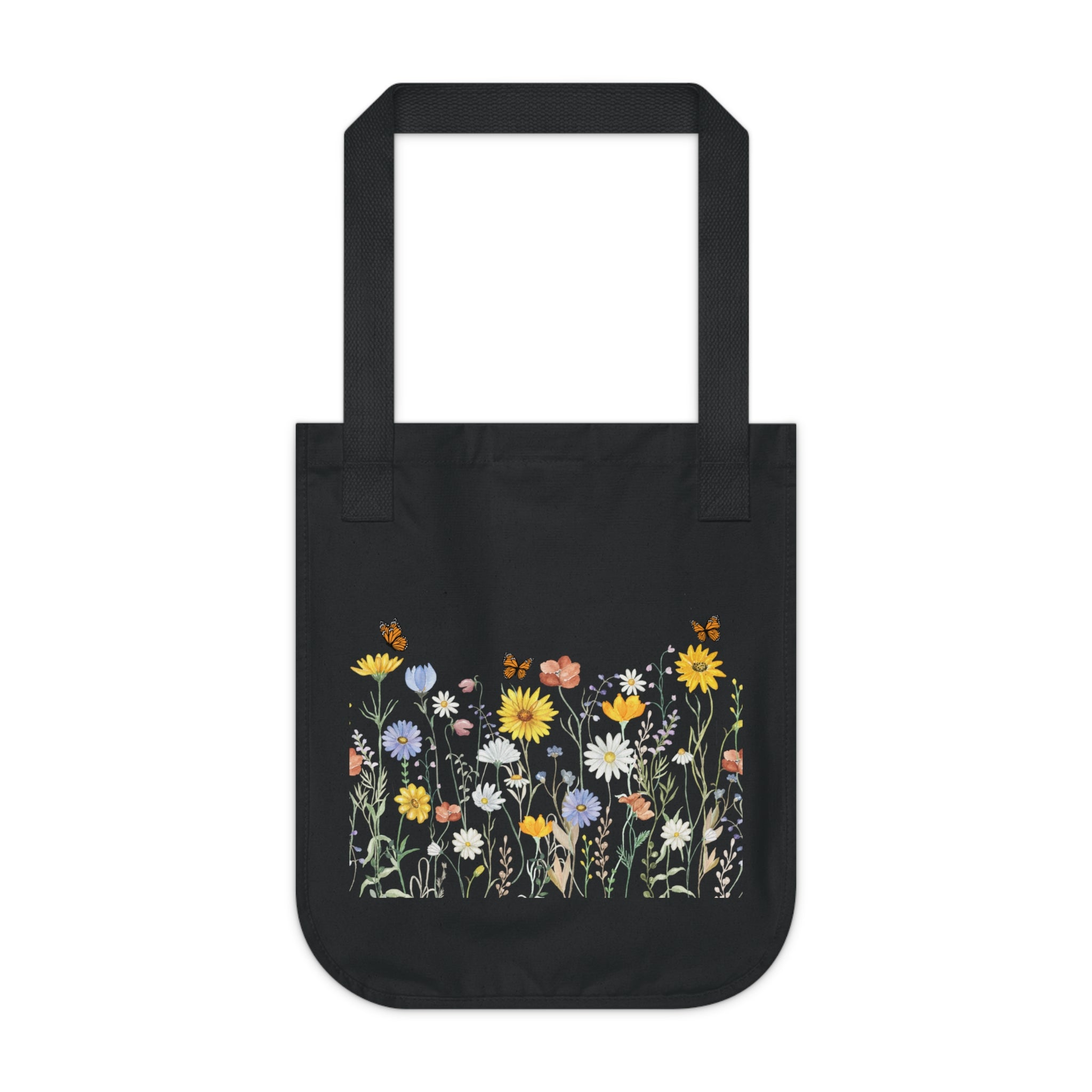 Canvas Tote Bag — Wildflower Garden Floral Print Organic Market Tote