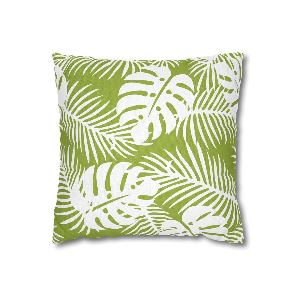 Tropical Leaf Pattern Square Pillowcase — Botanical Tropical Pillowcase