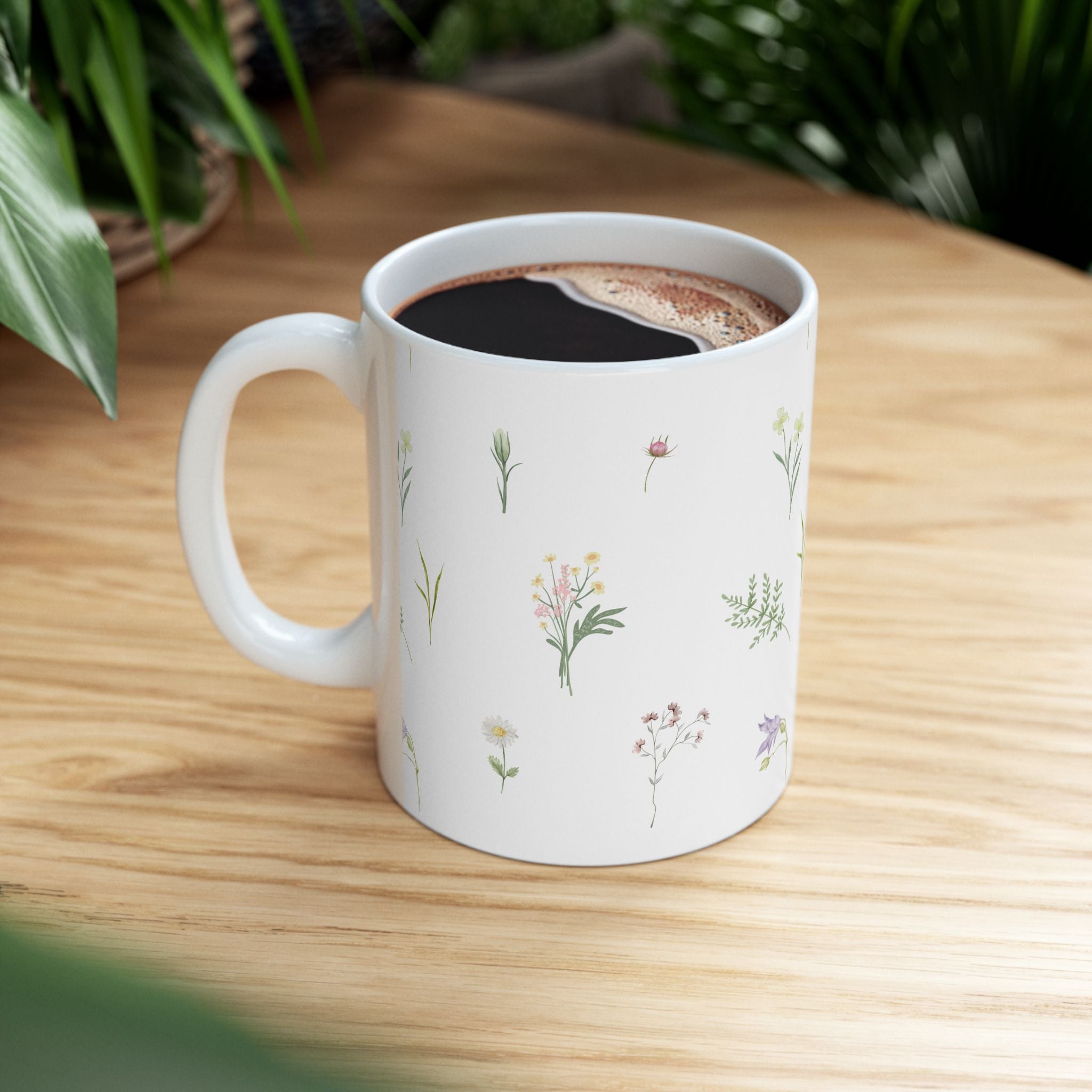 Floral Herbfield Ceramic Mug — Delicate Wildflower Pattern (11oz & 15oz)
