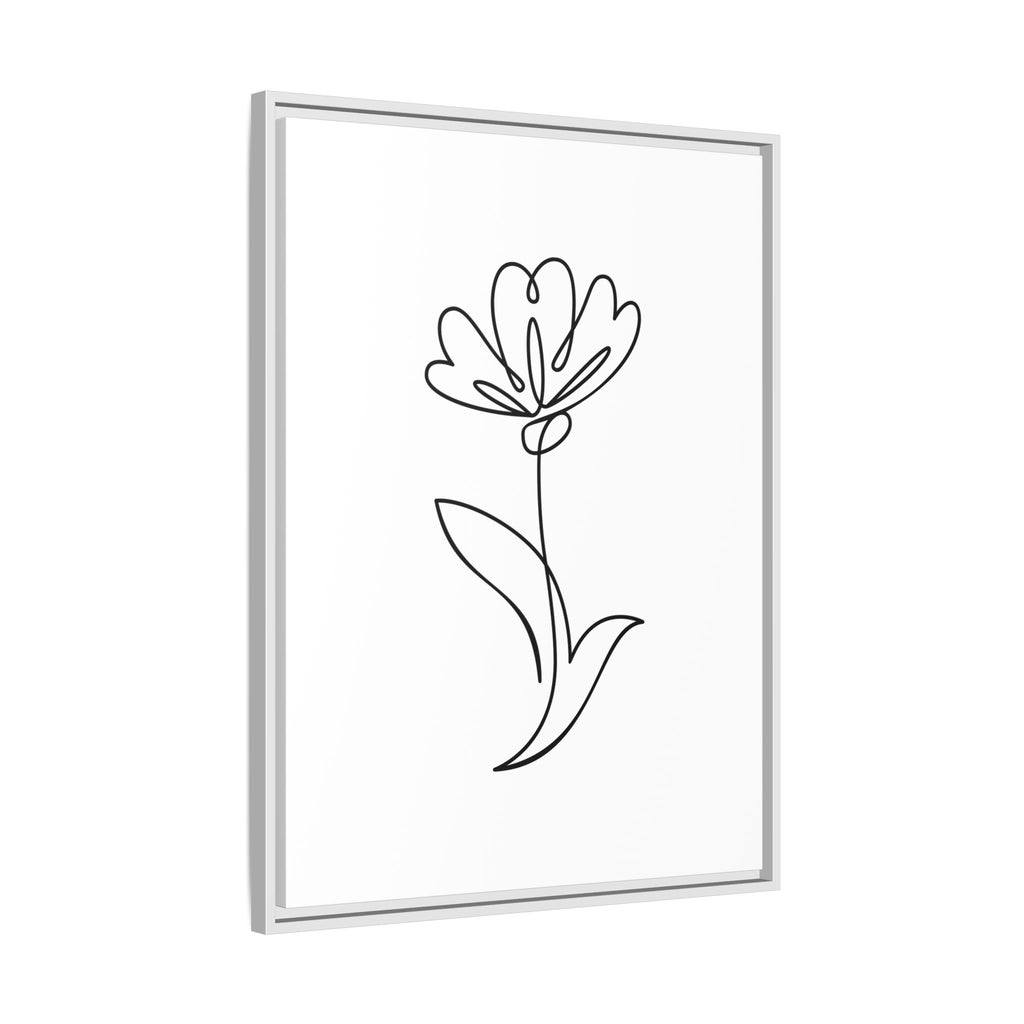 Minimal Floral Line Art Framed Canvas — Matte Multi-Color
