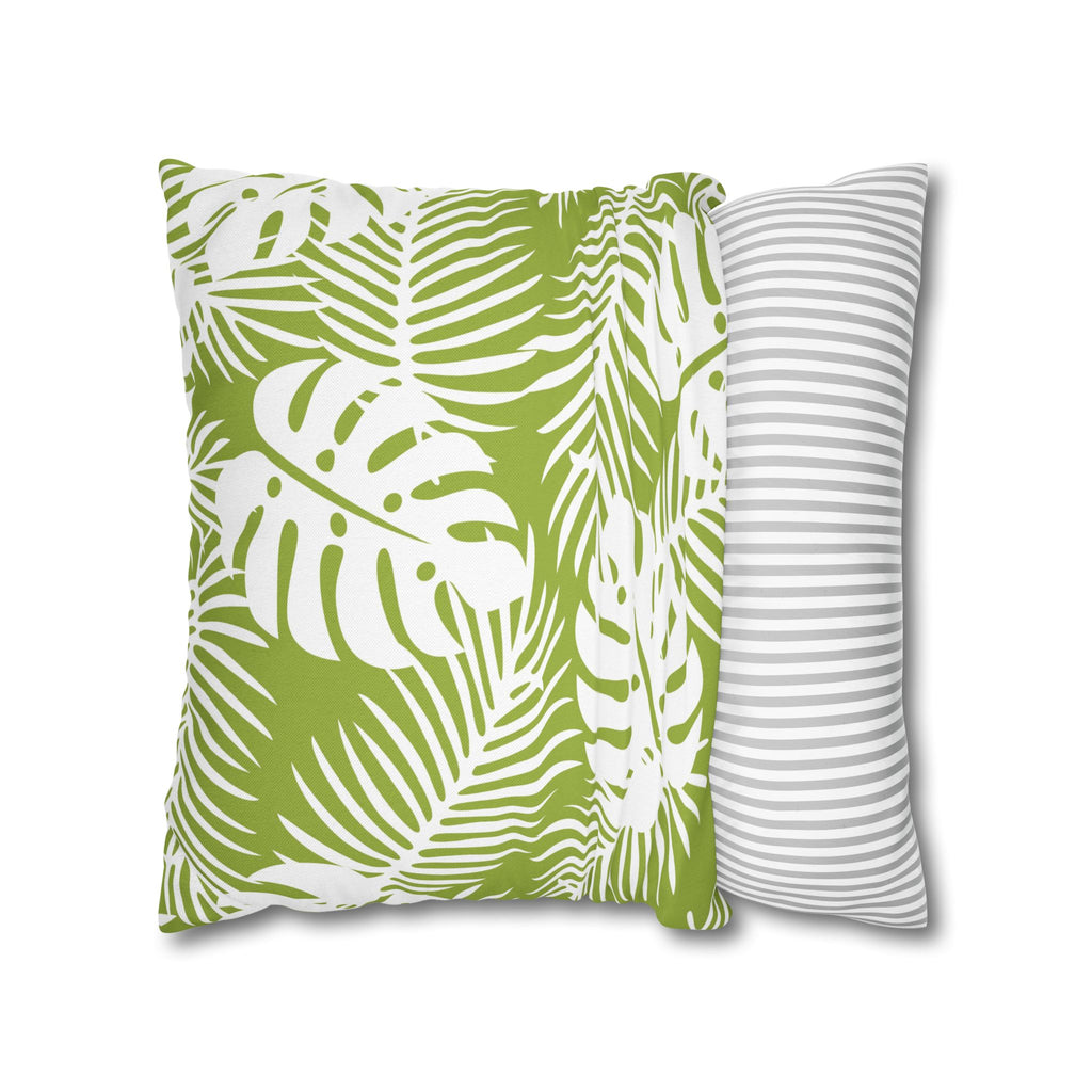 Tropical Leaf Pattern Square Pillowcase — Botanical Tropical Pillowcase