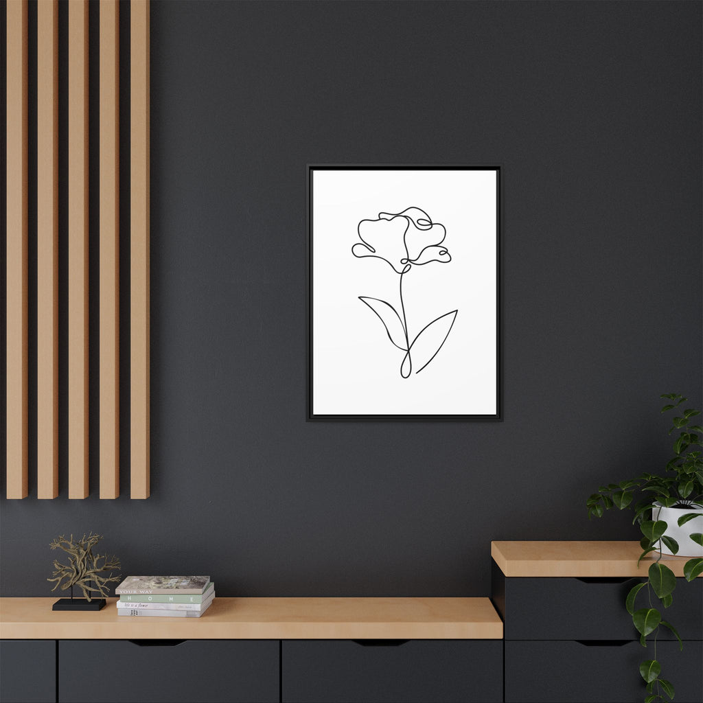 Minimal Line Art Flower Matte Canvas Framed Print