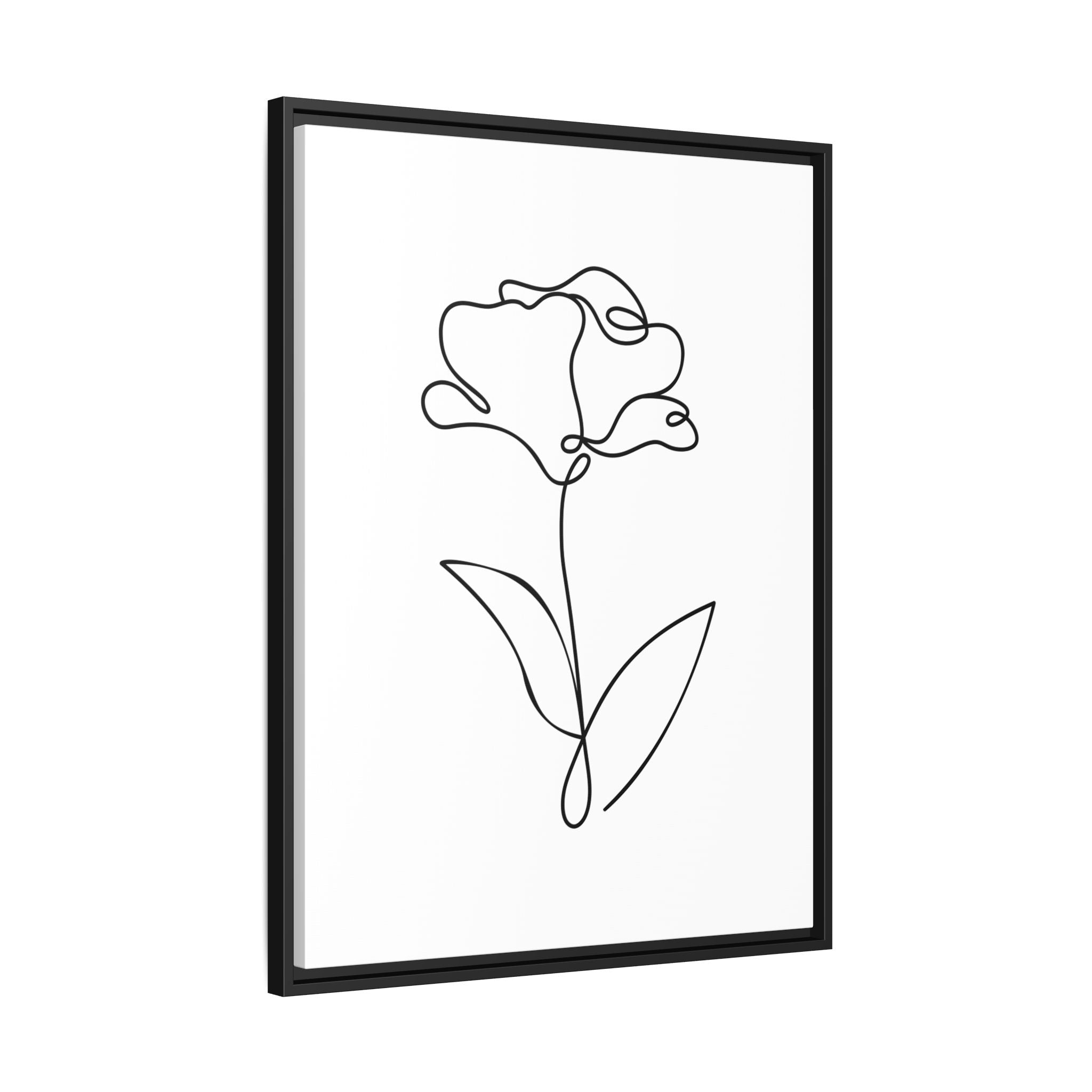 Minimal Line Art Flower Matte Canvas Framed Print
