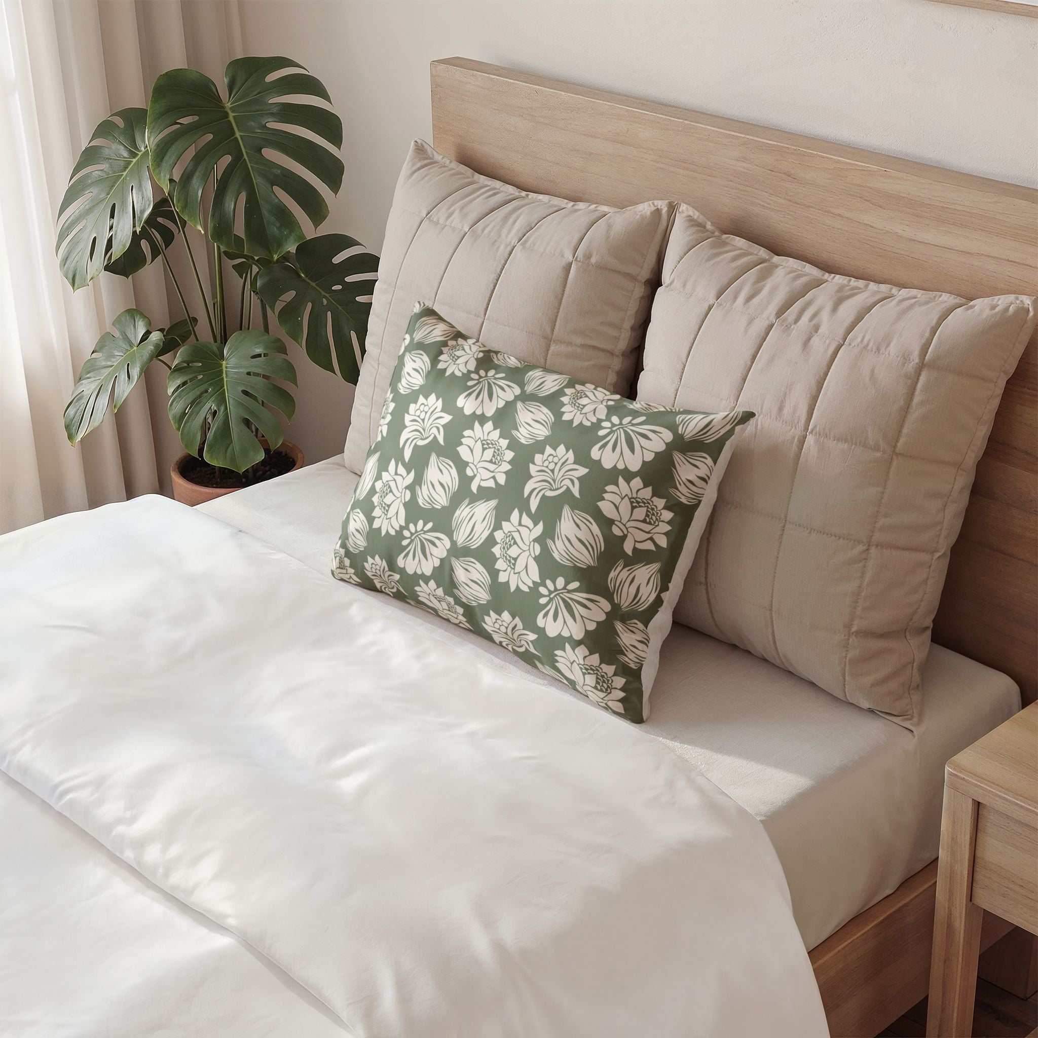 Sage Green Patterned Decorative Pillow Sham