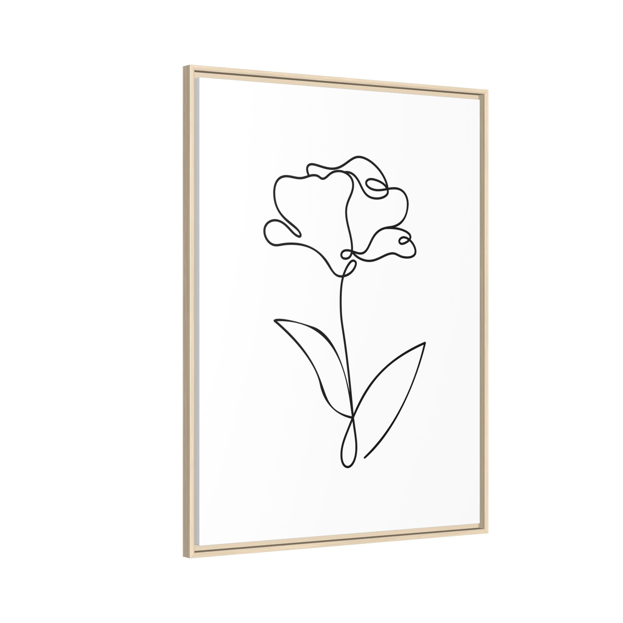 Minimal Line Art Flower Matte Canvas Framed Print