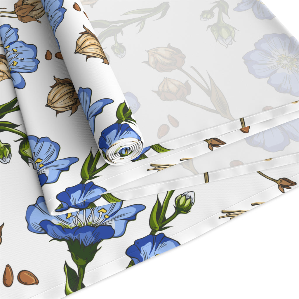Blue Wildflower Table Runner — Floral Cotton-Blend Table Decor for Spring & Everyday