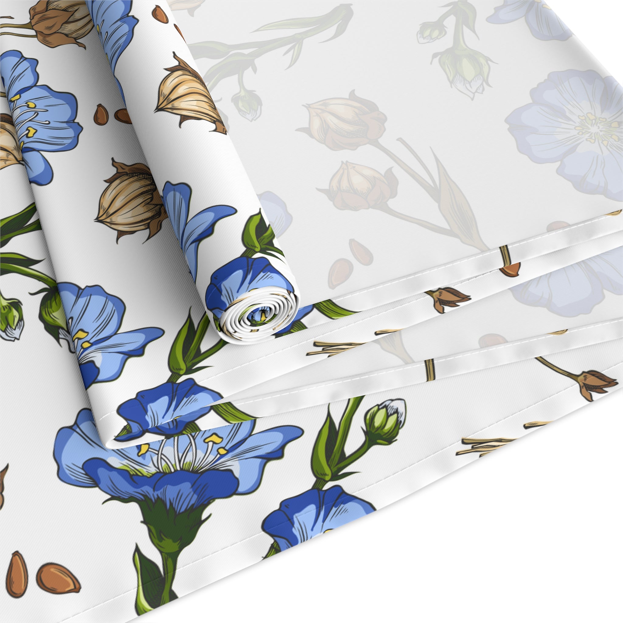 Blue Wildflower Table Runner — Floral Cotton-Blend Table Decor for Spring & Everyday