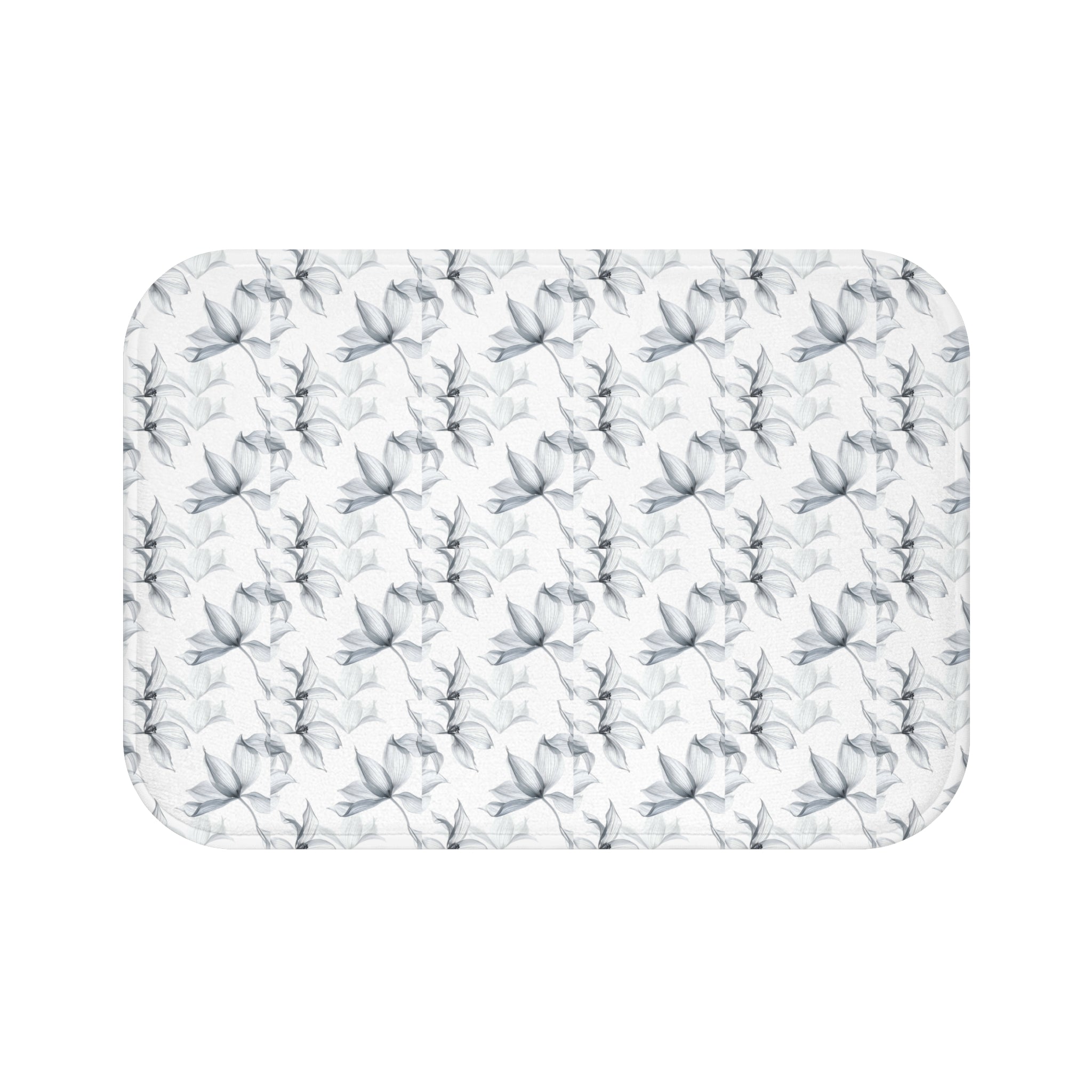 Floral Gray Bath Mat — Soft Watercolor Orchid Pattern for Bathroom Decor