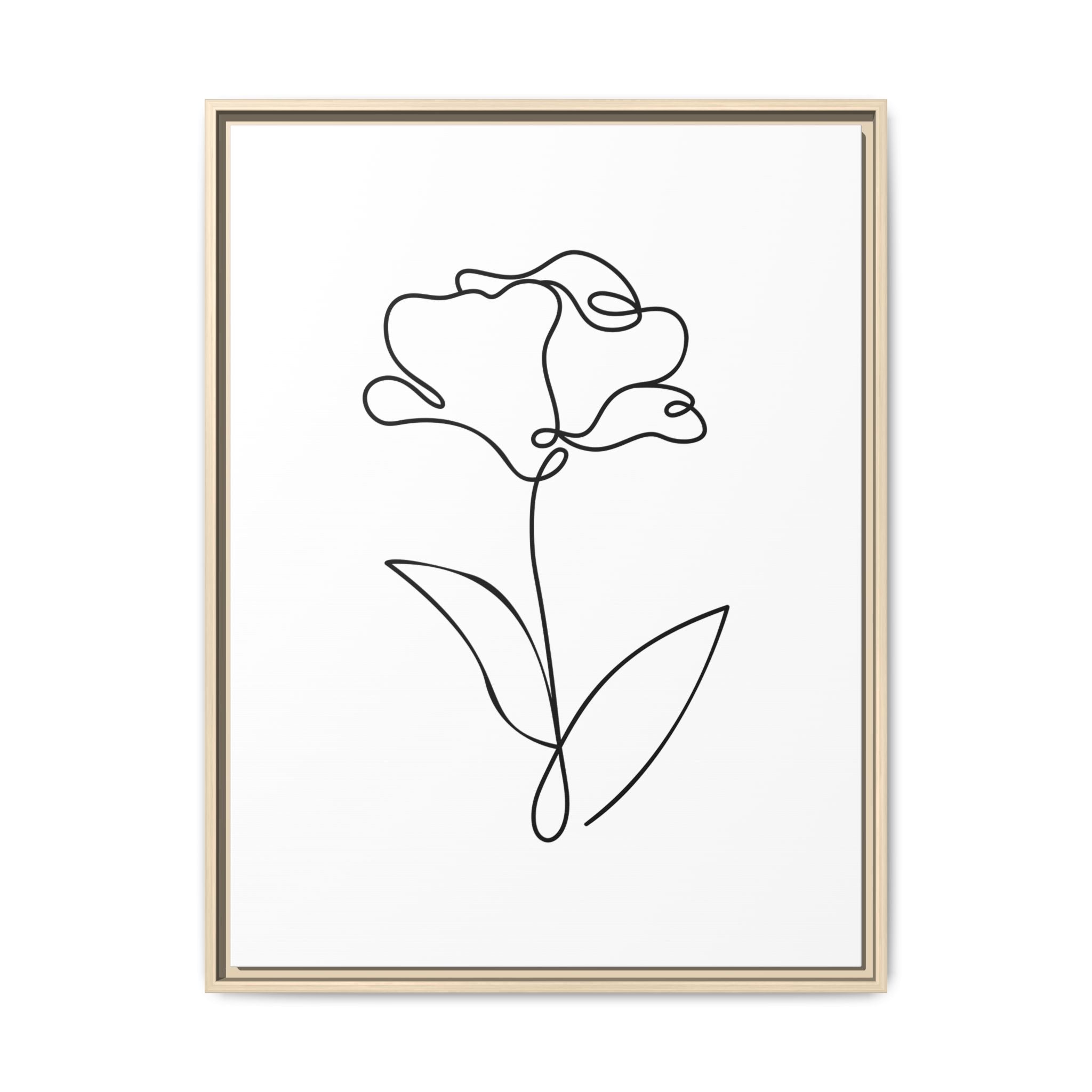 Minimal Line Art Flower Matte Canvas Framed Print