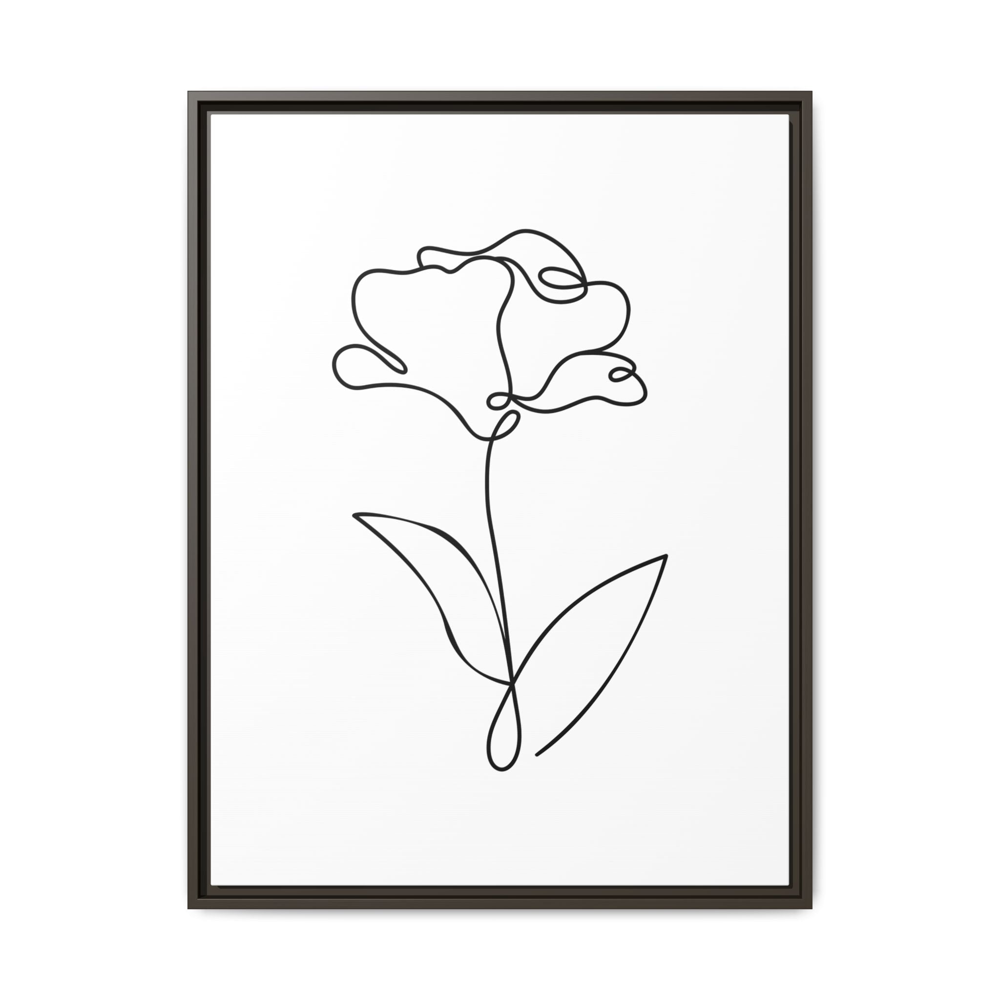 Minimal Line Art Flower Matte Canvas Framed Print