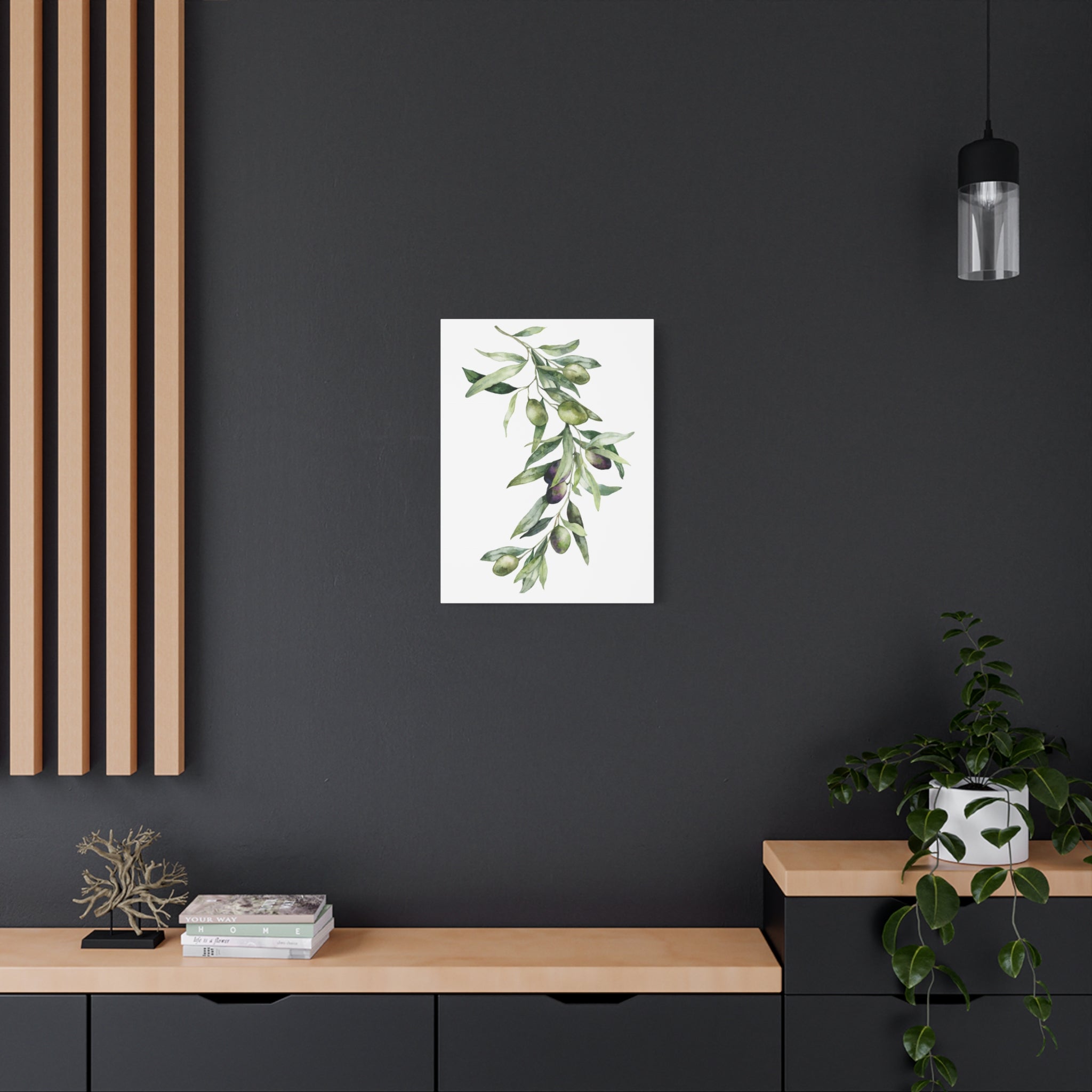Olive Branch Canvas Wall Art — Matte Stretched Canvas