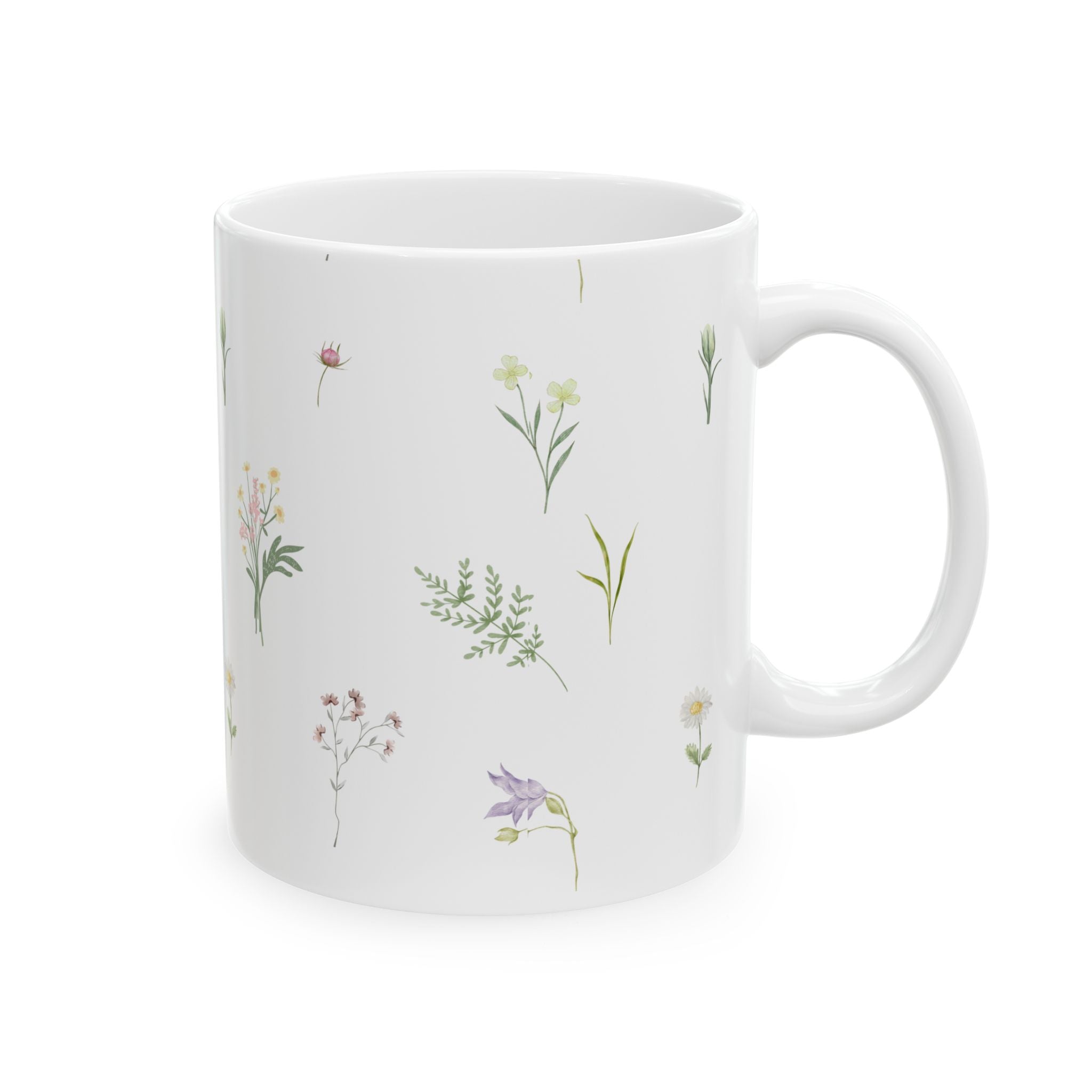 Floral Herbfield Ceramic Mug — Delicate Wildflower Pattern (11oz & 15oz)