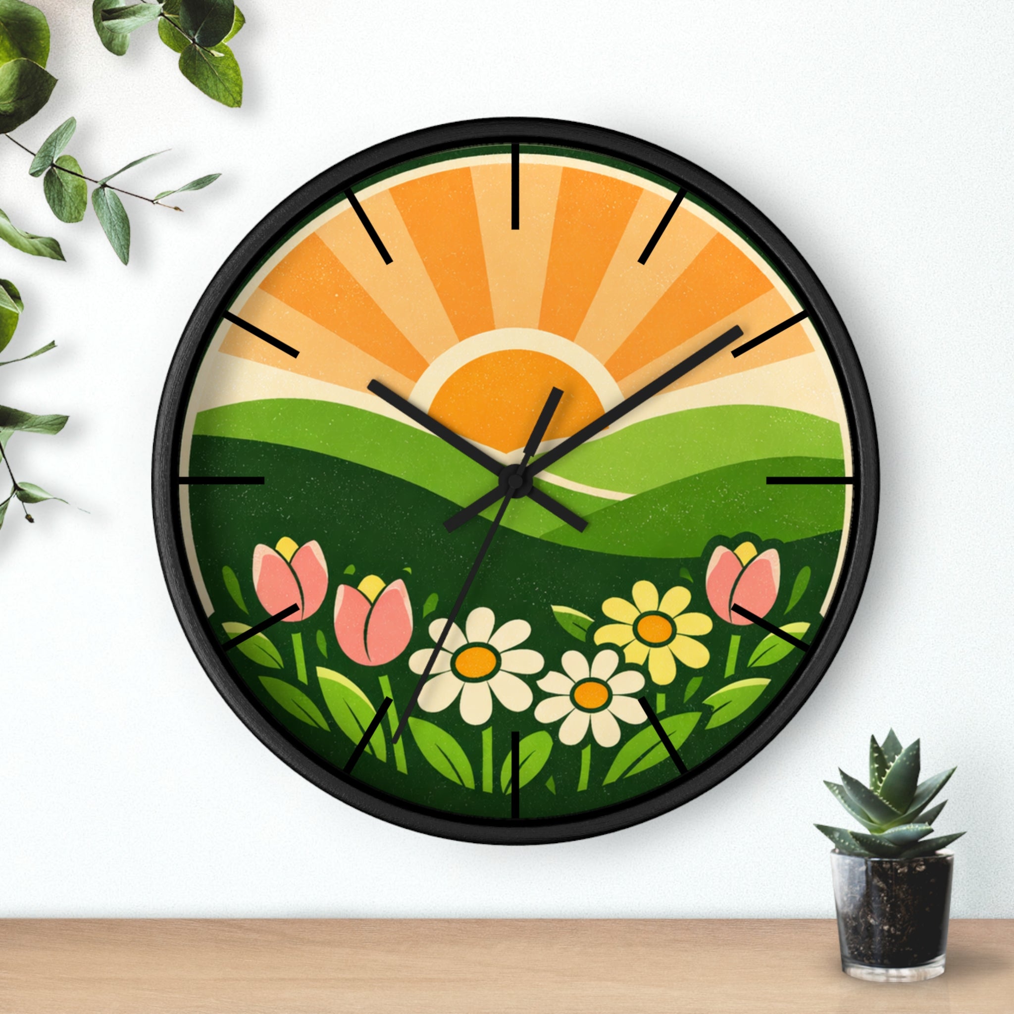 Boho Sunrise Wall Clock — Bohemian Sunrise Decorative Clock