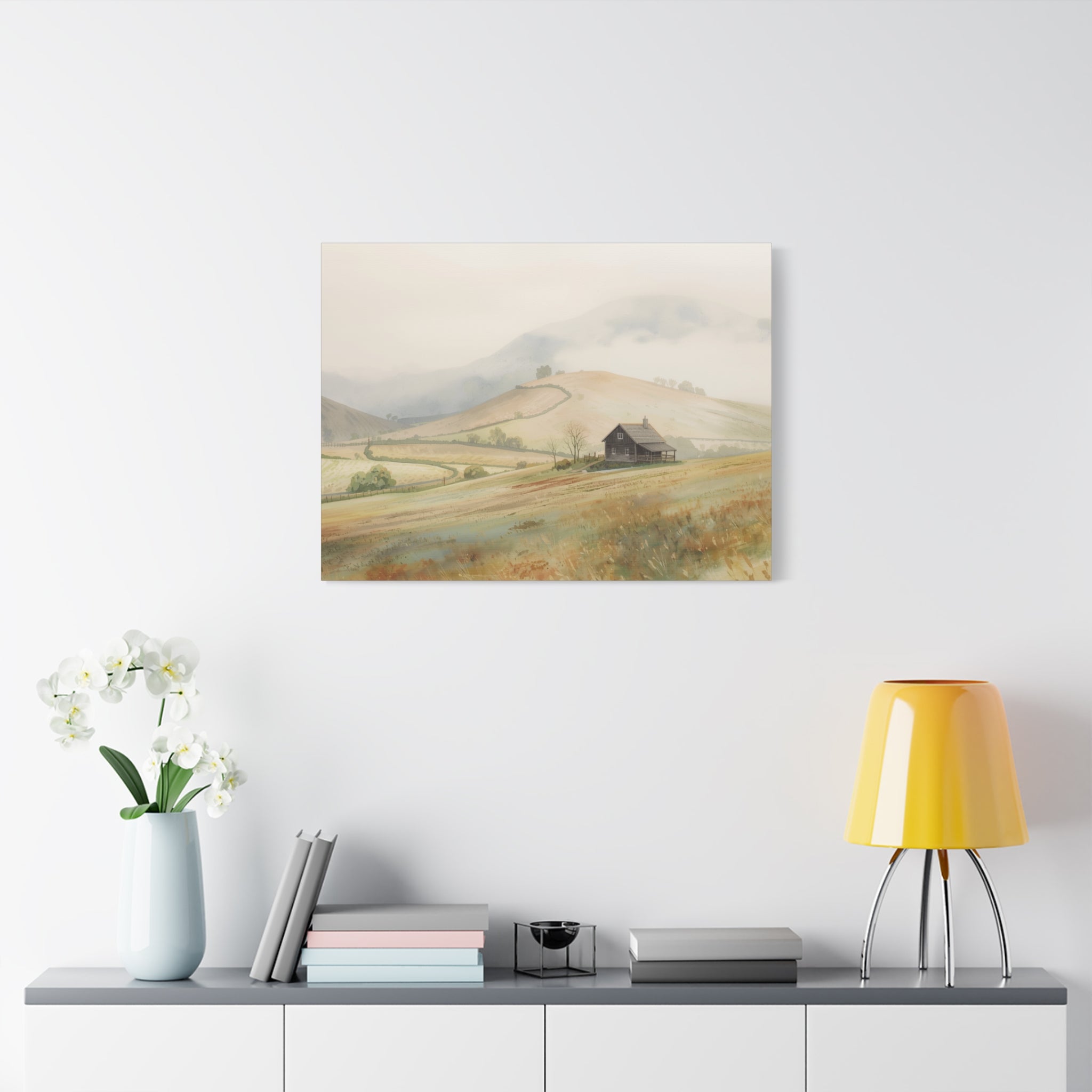 Rustic Morning Farm Landscape Canvas Print — Matte Stretched Wall Art