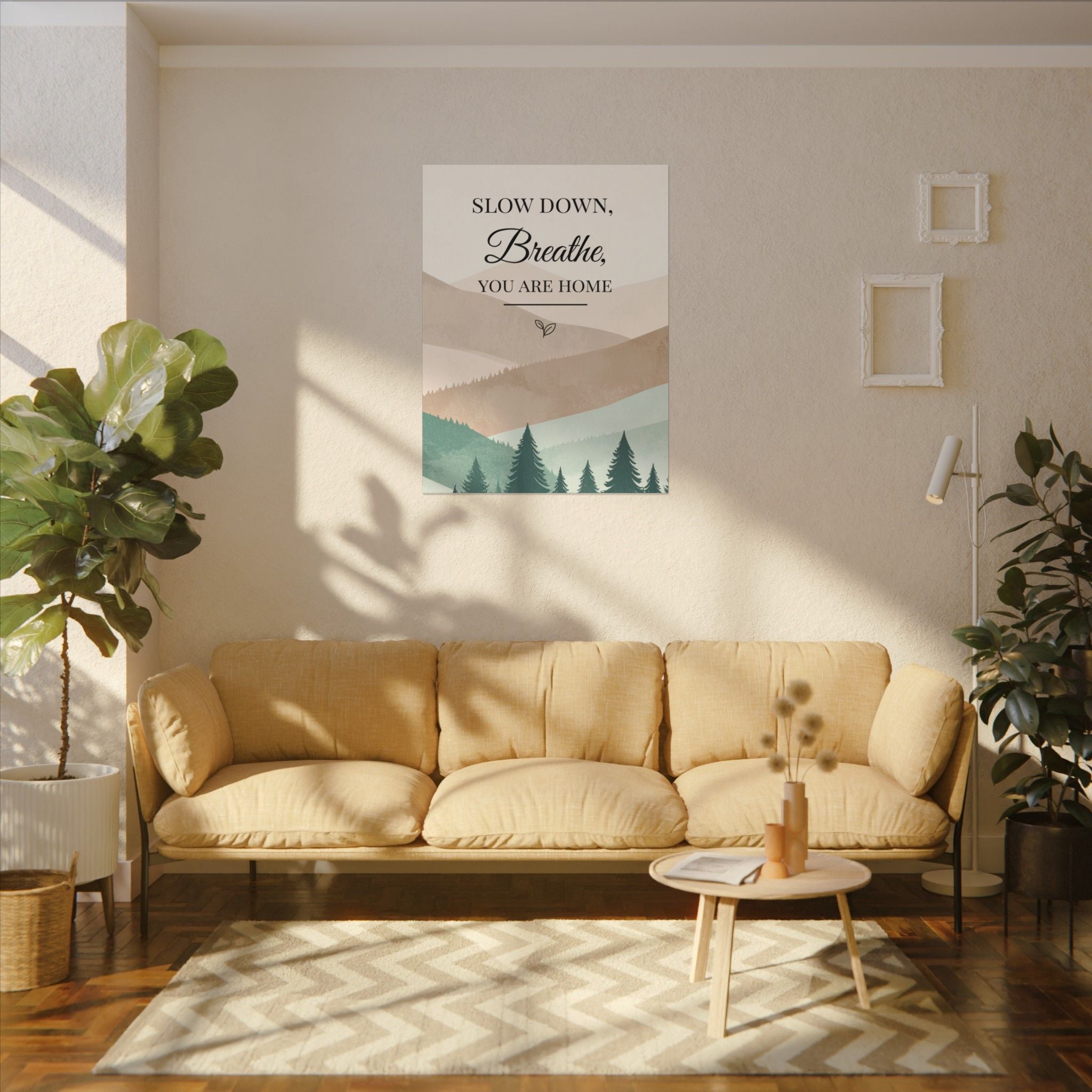 Slow Down, Breathe — Tranquil Mountain Matte Canvas Wall Art
