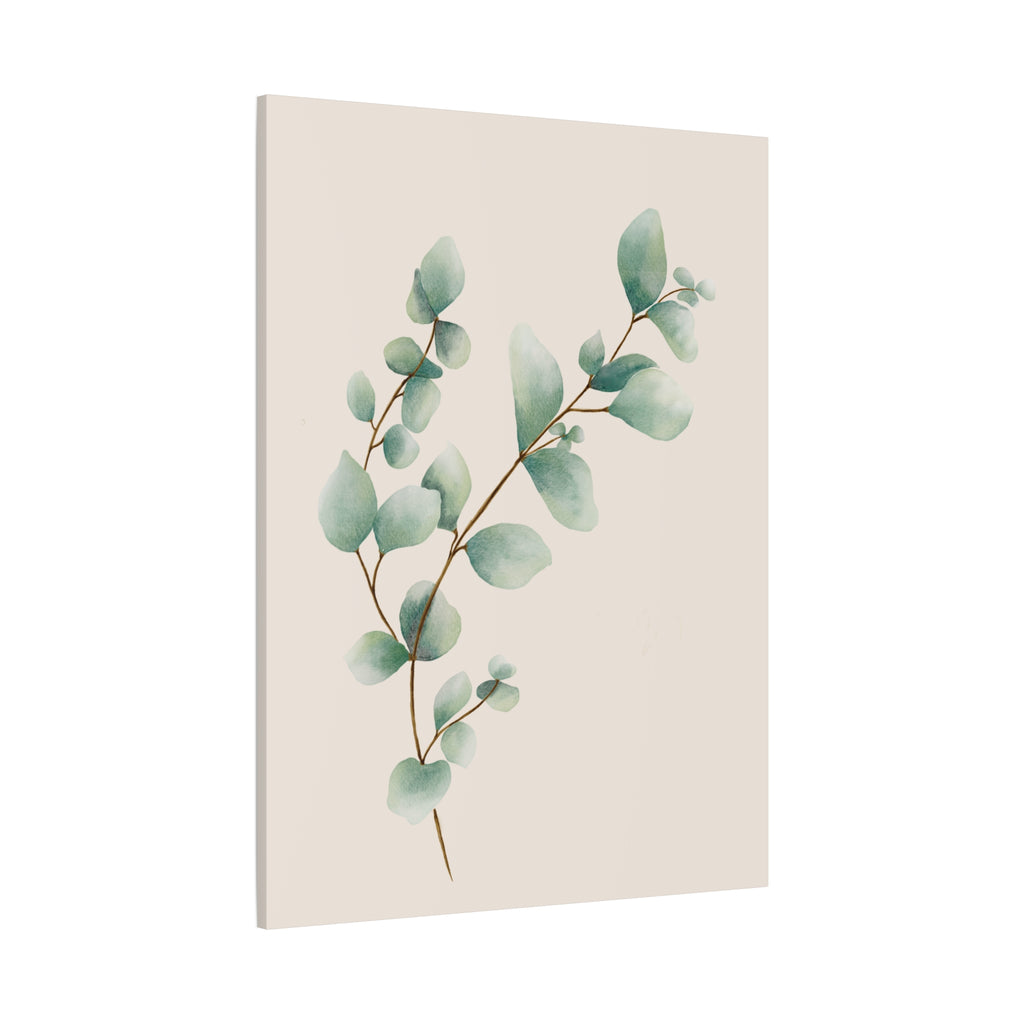 Botanical Watercolor Canvas Print — Green Leaf Wall Art (Matte Stretched)