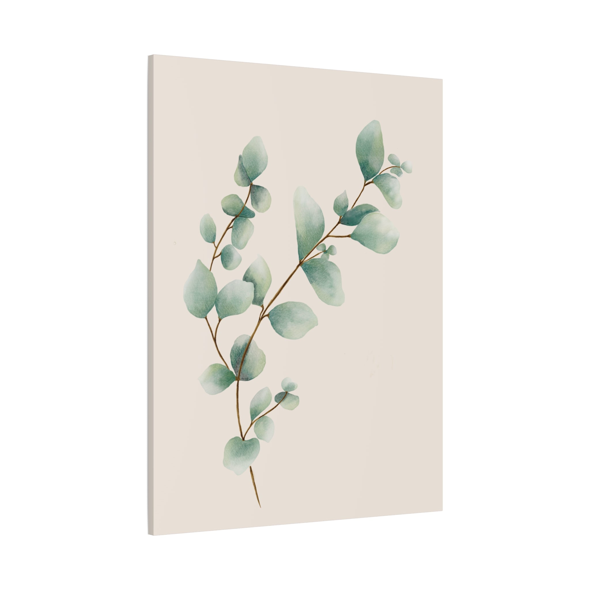 Botanical Watercolor Canvas Print — Green Leaf Wall Art (Matte Stretched)