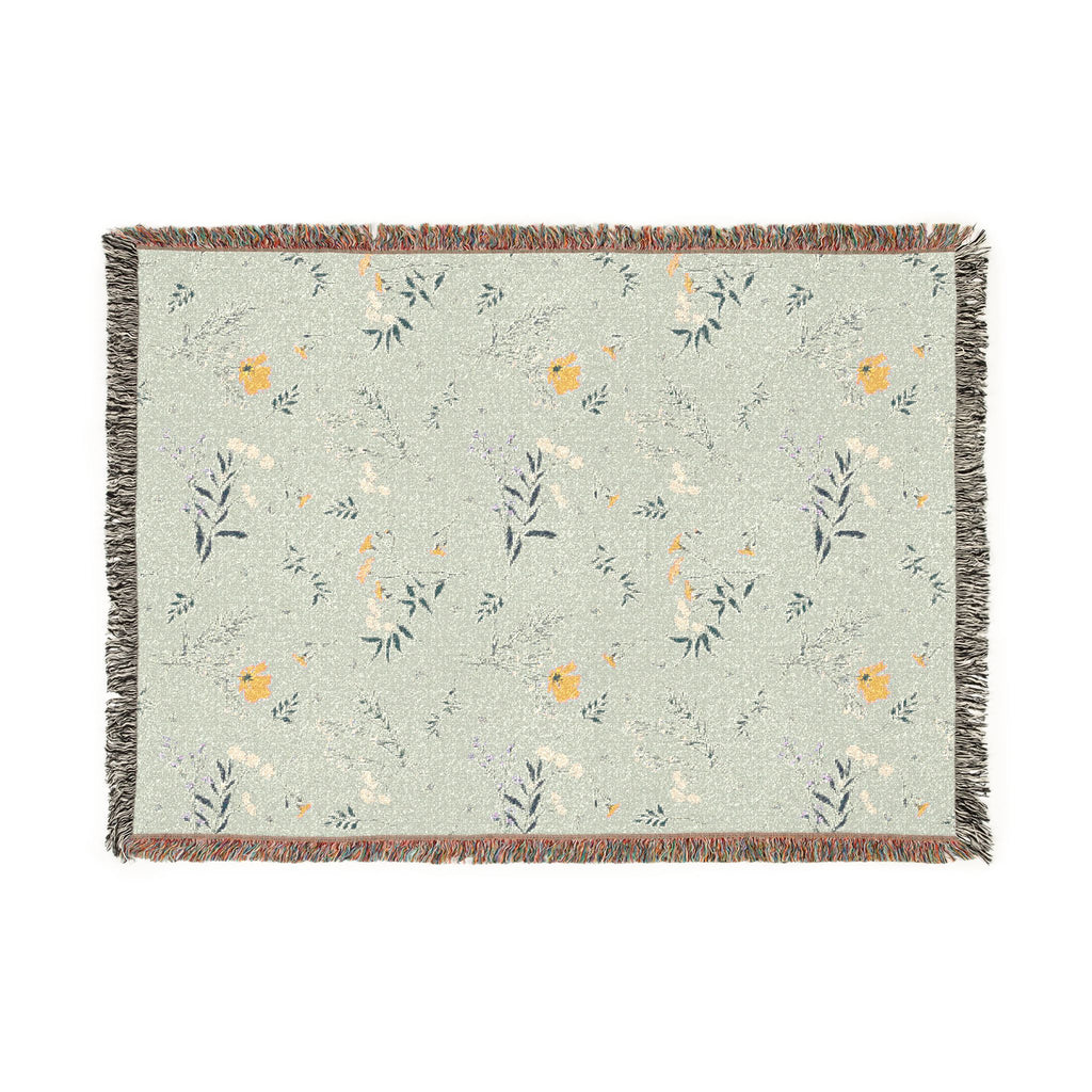 Floral Woven Blanket — Reversible Vintage Botanical Throw for Living Room & Bedroom