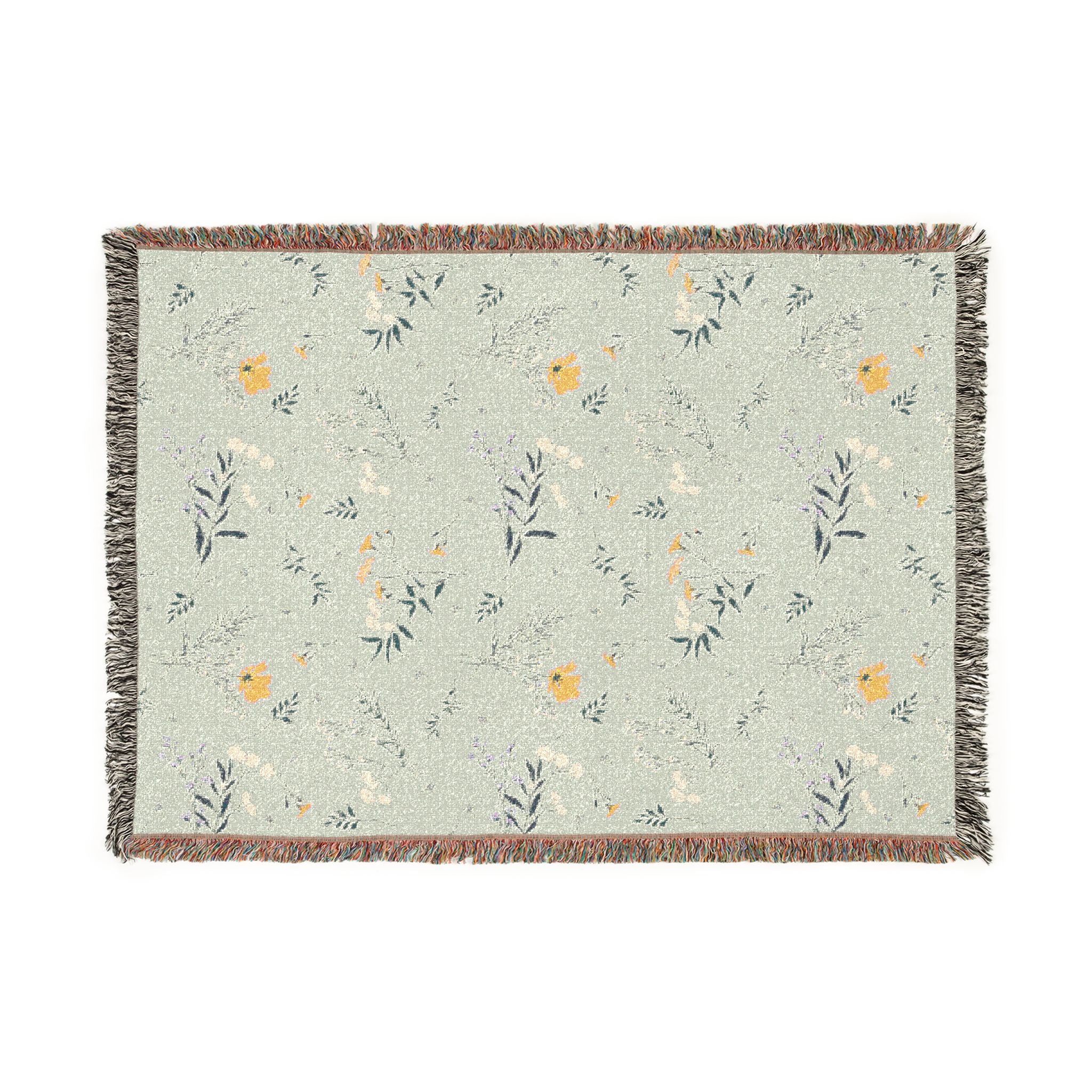 Floral Woven Blanket — Reversible Vintage Botanical Throw for Living Room & Bedroom