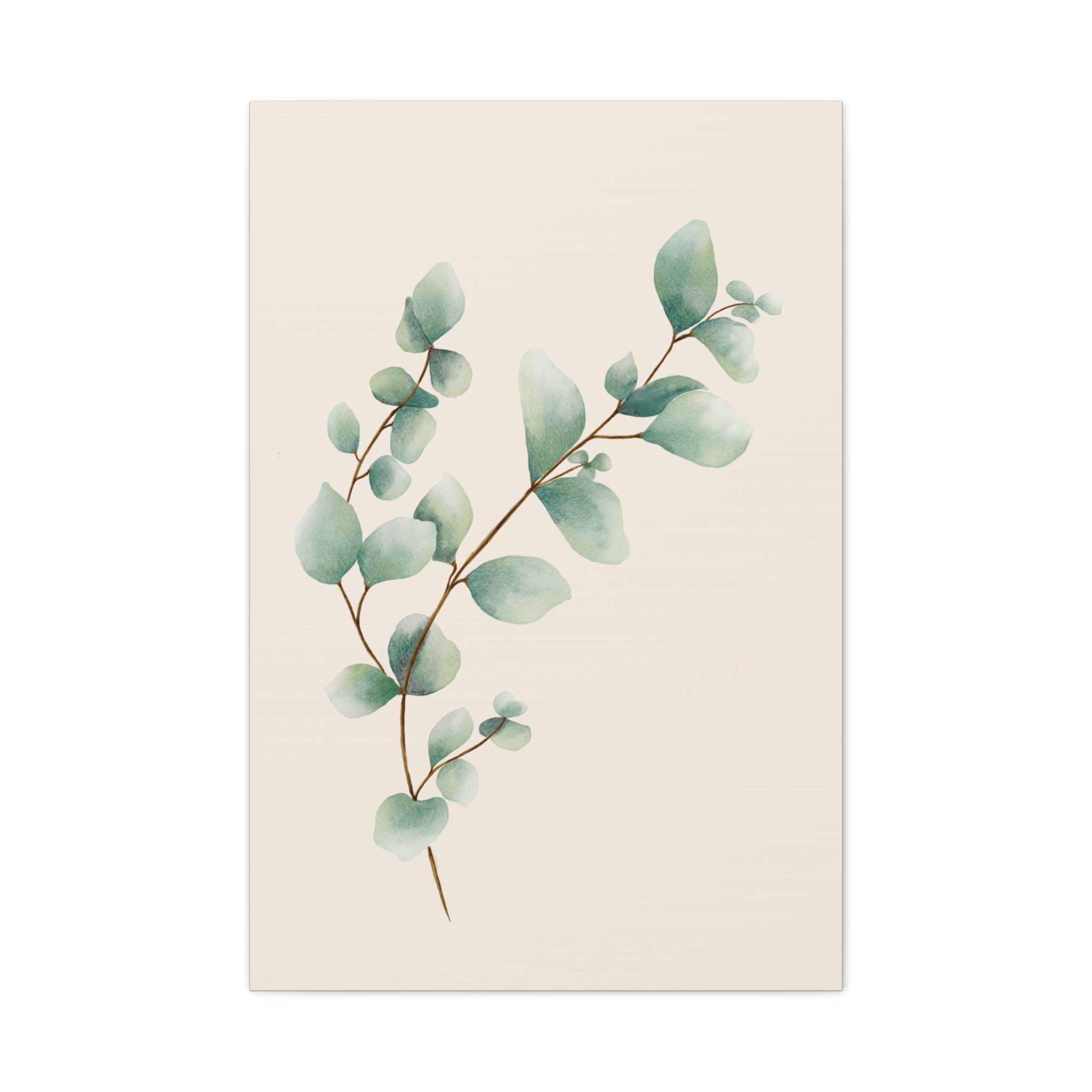 Botanical Watercolor Canvas Print — Green Leaf Wall Art (Matte Stretched)