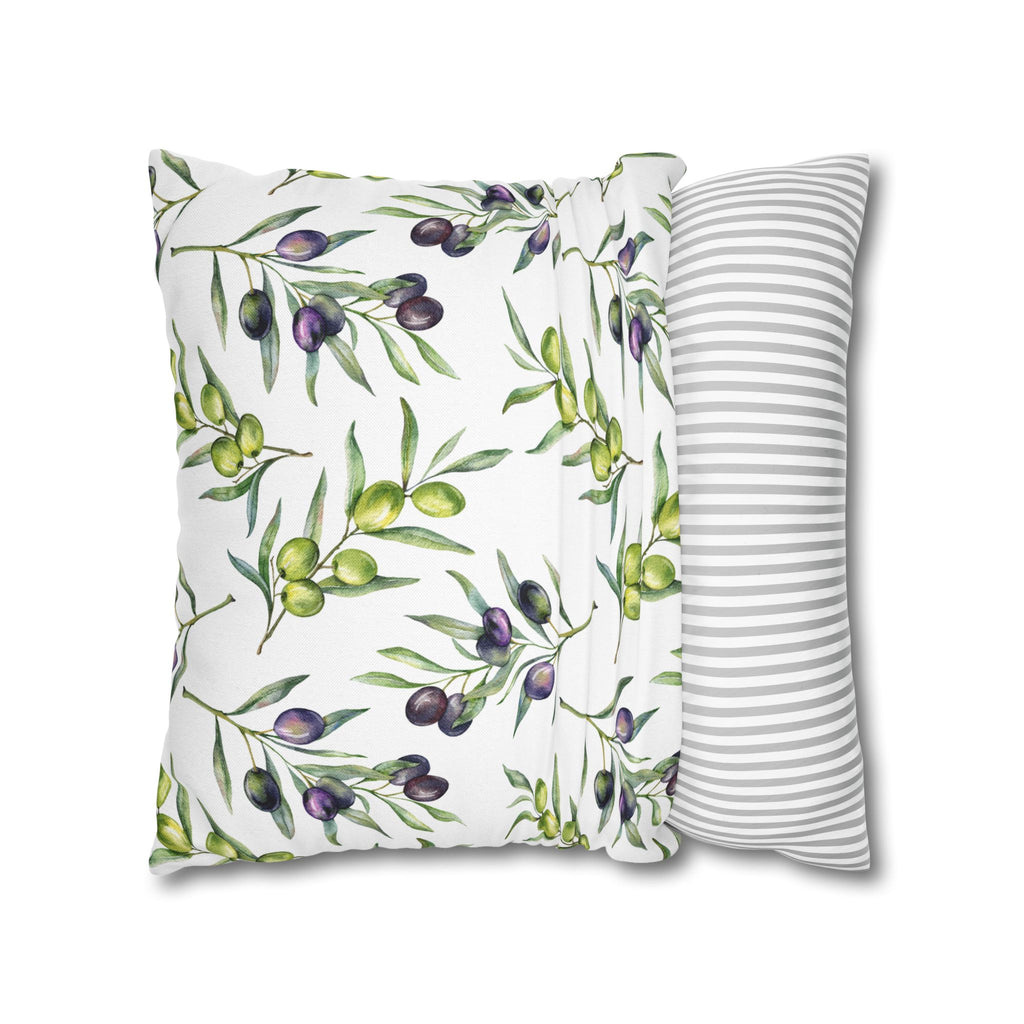 Olive Branch Decorative Pillowcase - Watercolor Mediterranean Throw Pillow Cover