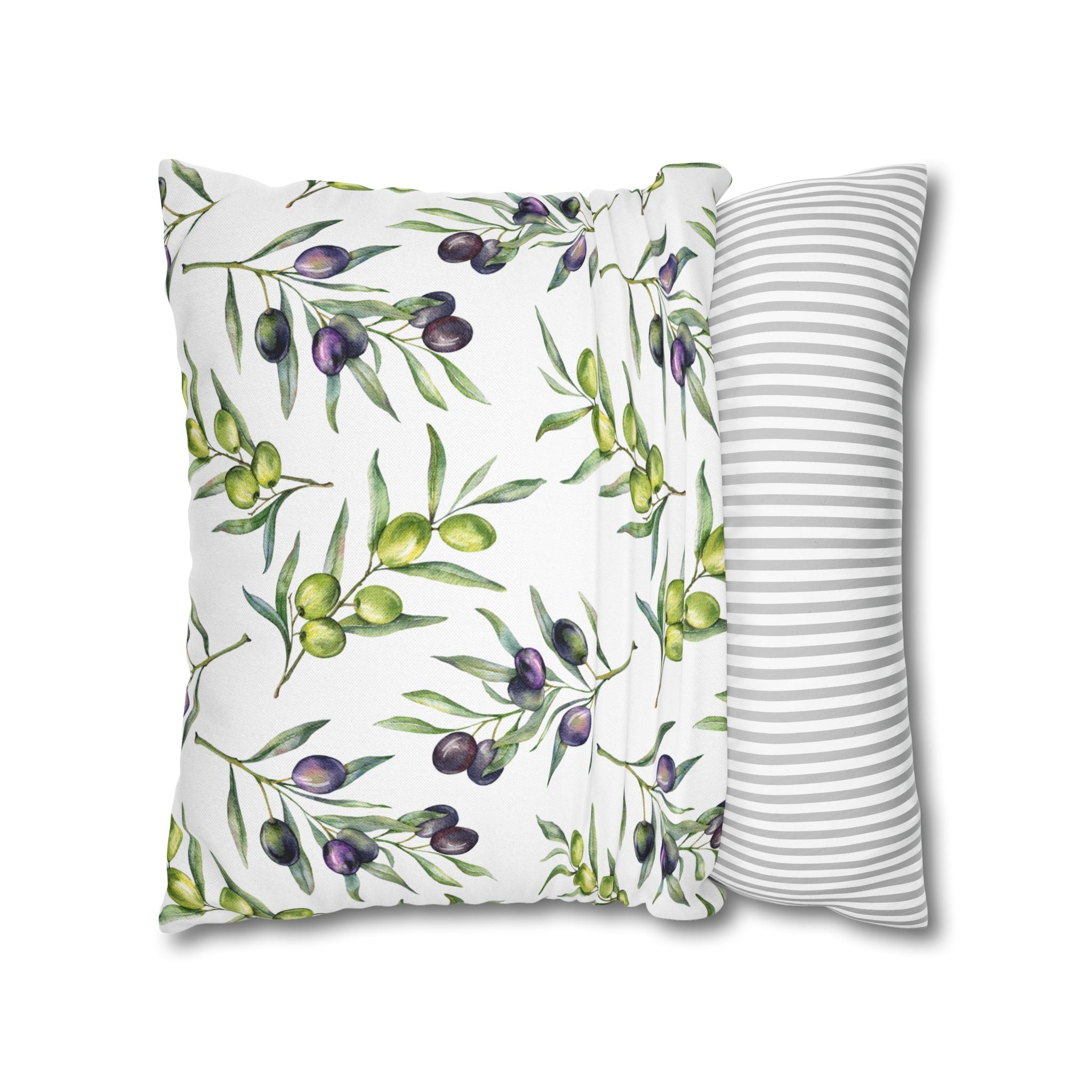 Olive Branch Decorative Pillowcase - Watercolor Mediterranean Throw Pillow Cover