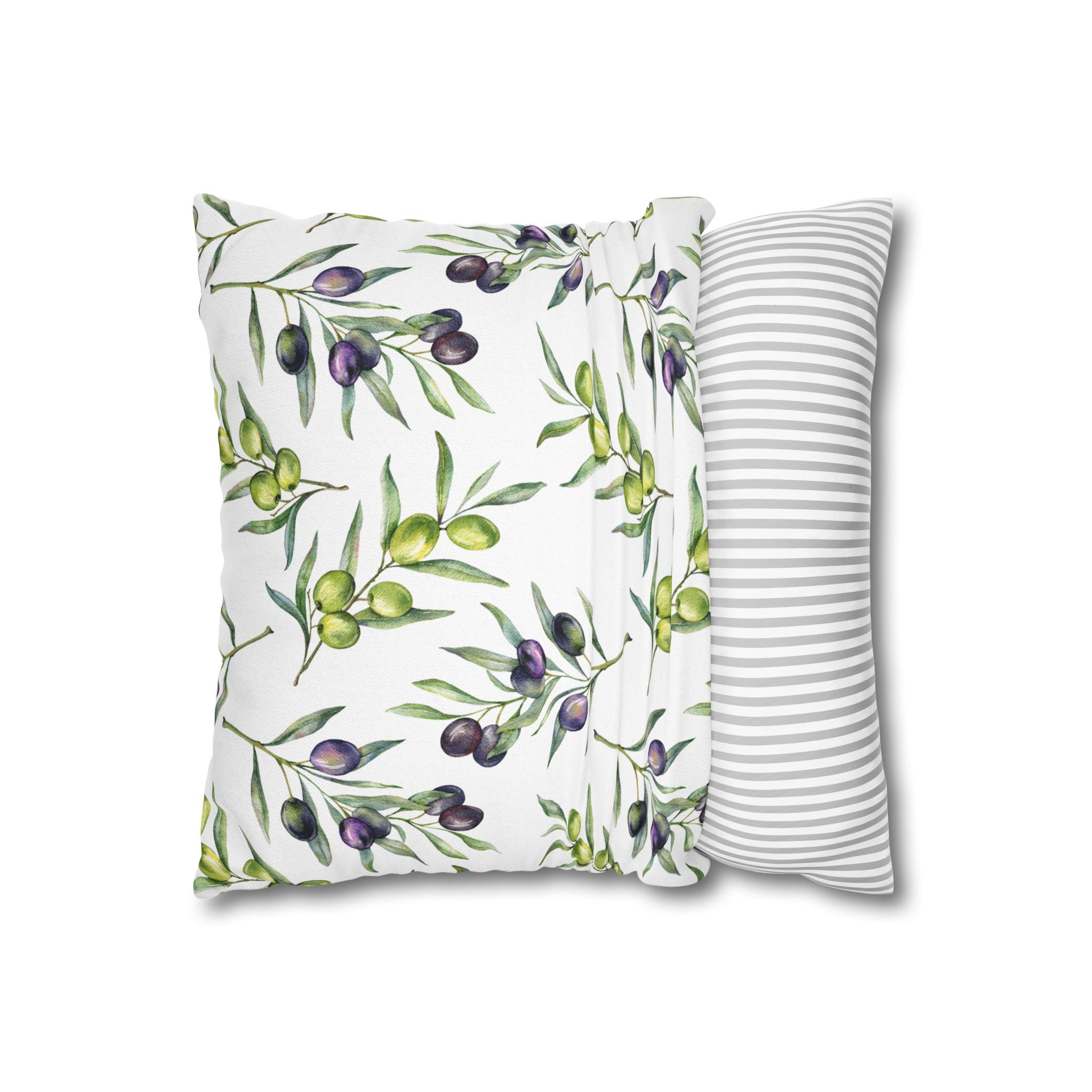 Olive Branch Decorative Pillowcase - Watercolor Mediterranean Throw Pillow Cover
