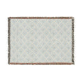 Woven Throw Blanket — Reversible Boho Diamond & Floral Pattern with Fringe
