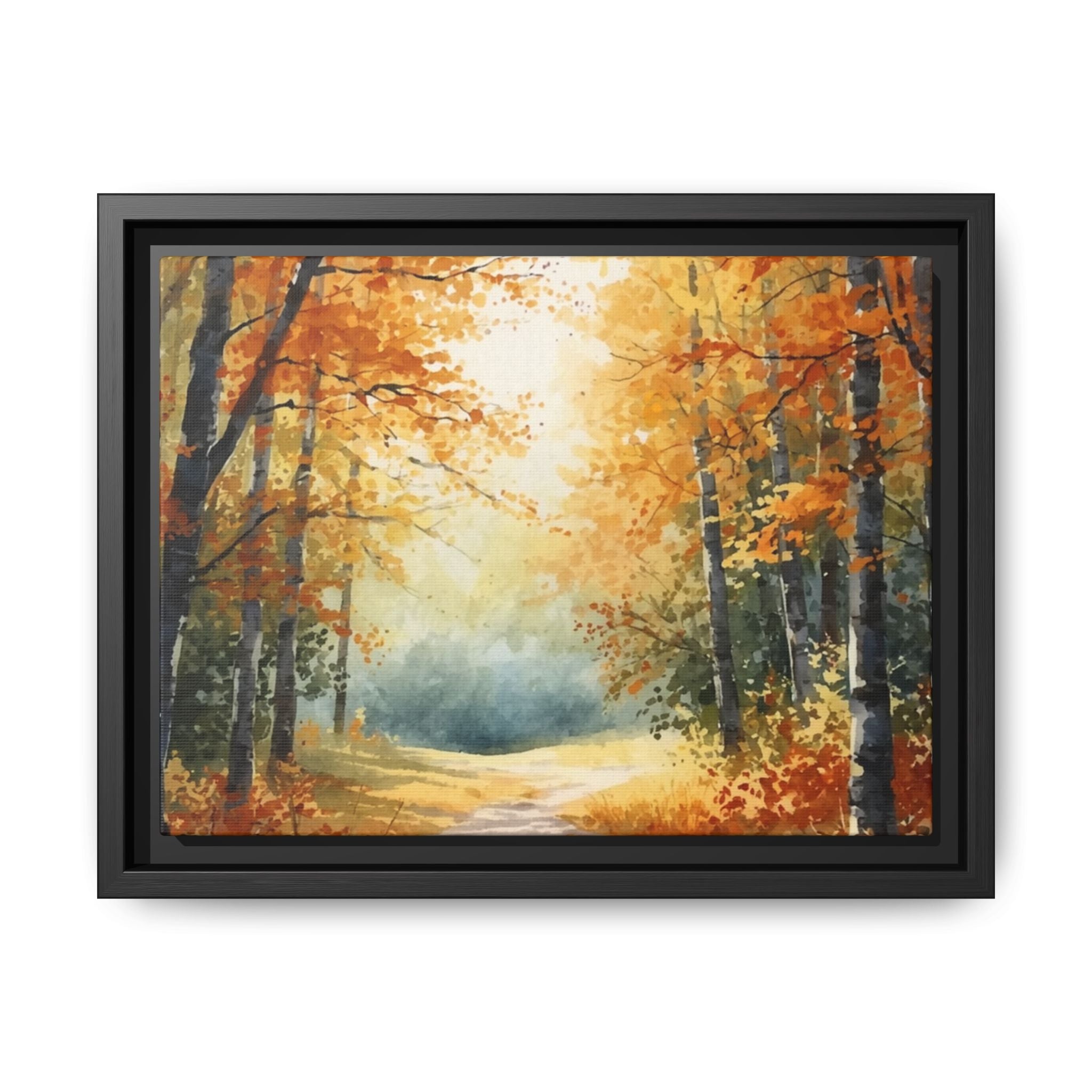 Autumn Forest Framed Canvas Wall Art — Matte Multi-Color