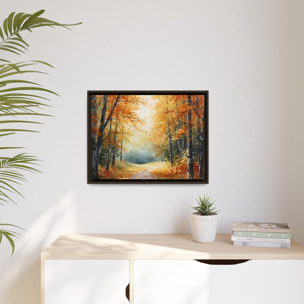 Autumn Forest Framed Canvas Wall Art — Matte Multi-Color