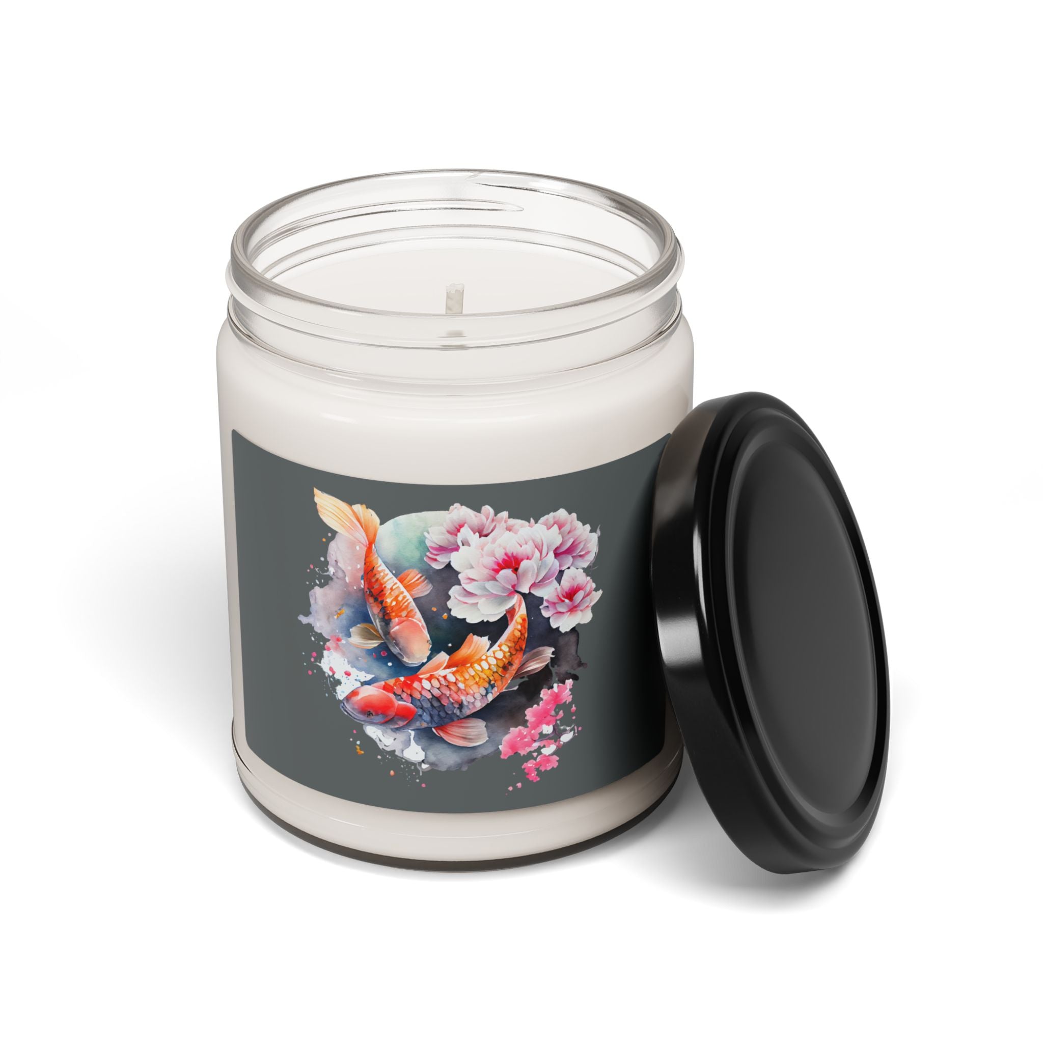 Koi Fish & Floral Scented Soy Candle — 9oz Aromatherapy Candle