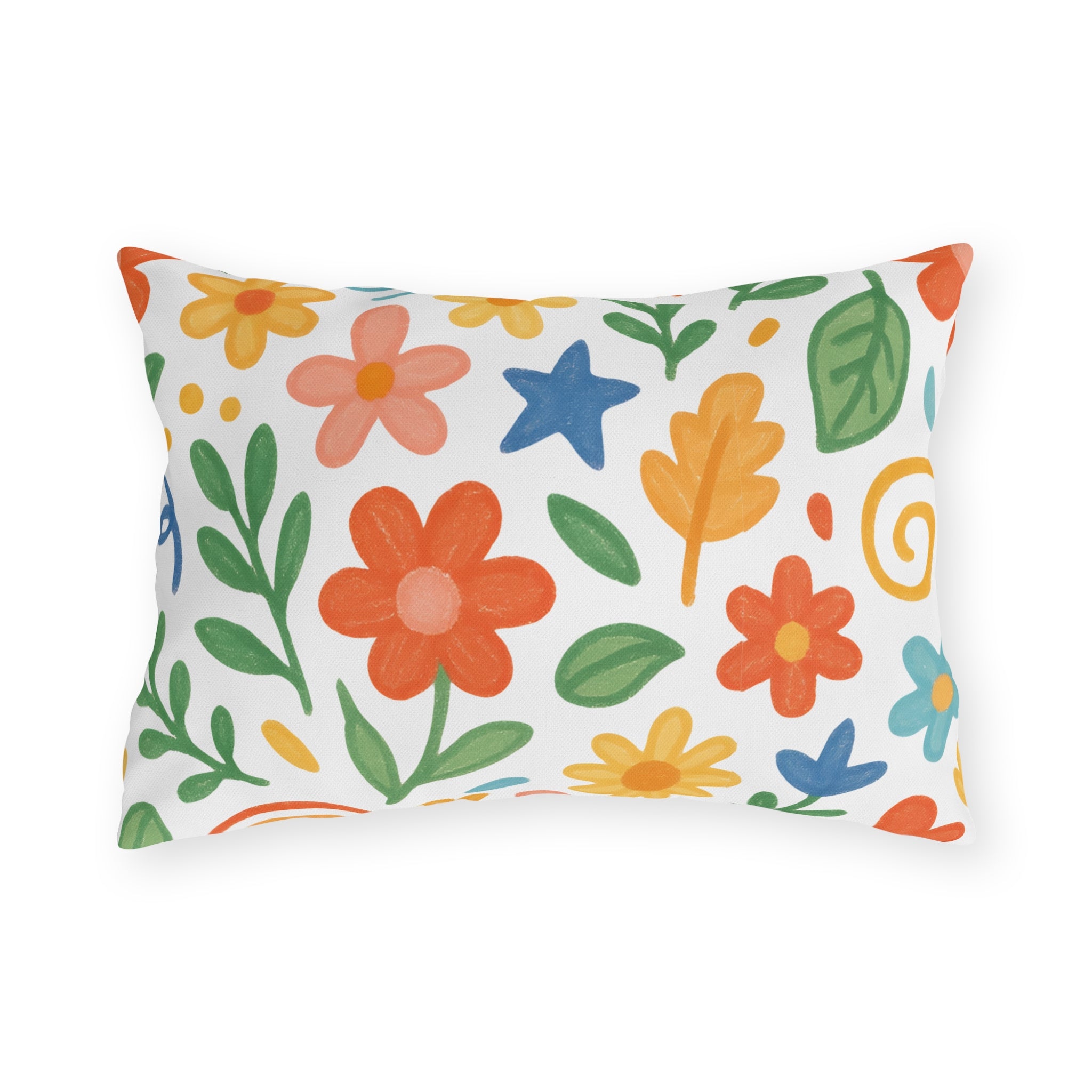 Floral & Gingham Outdoor Pillow — Bright Cottage Garden Decor
