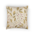 Botanical Woven Pillow — Neutral Olive Green Leaf Motif Decorative Cushion
