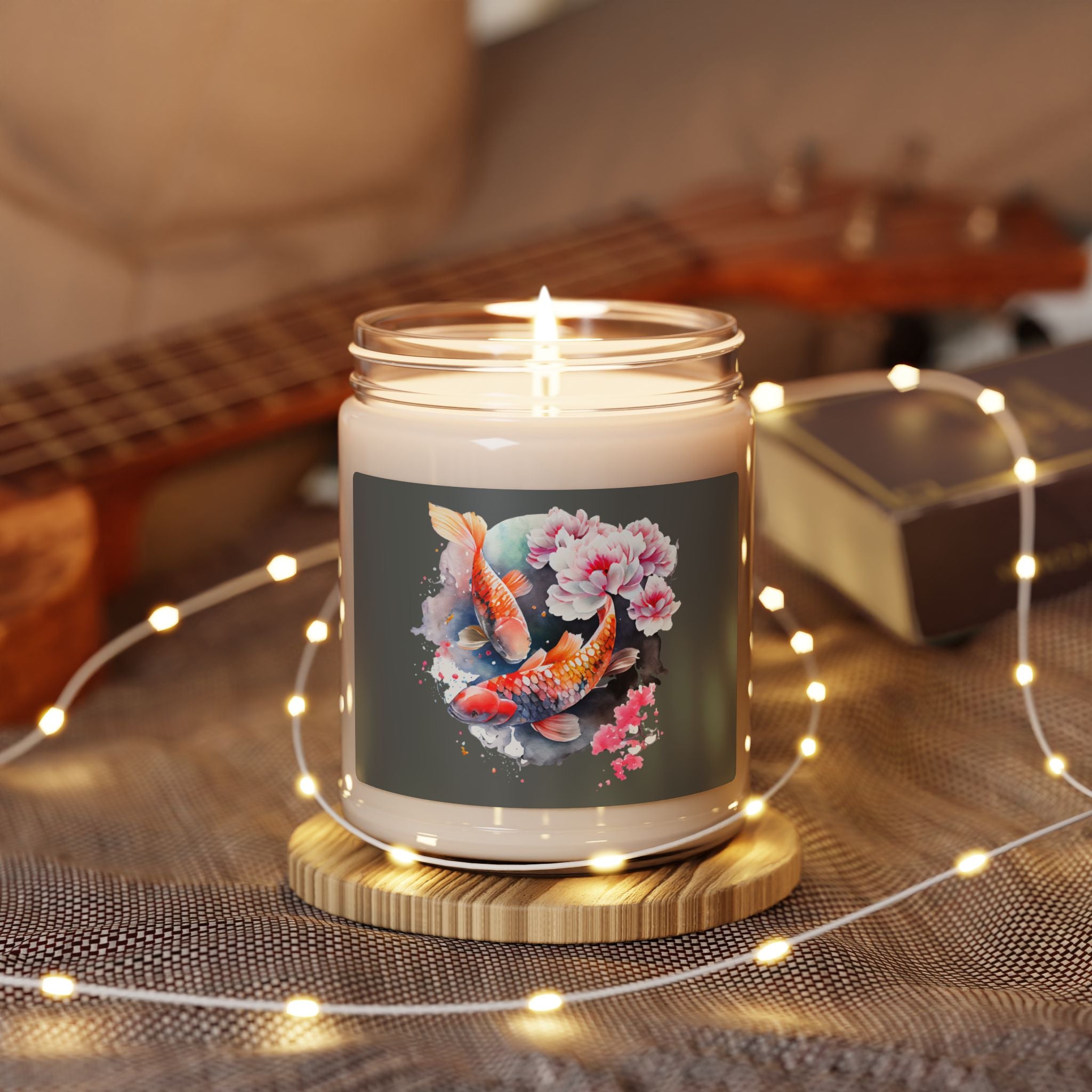 Koi Fish & Floral Scented Soy Candle — 9oz Aromatherapy Candle