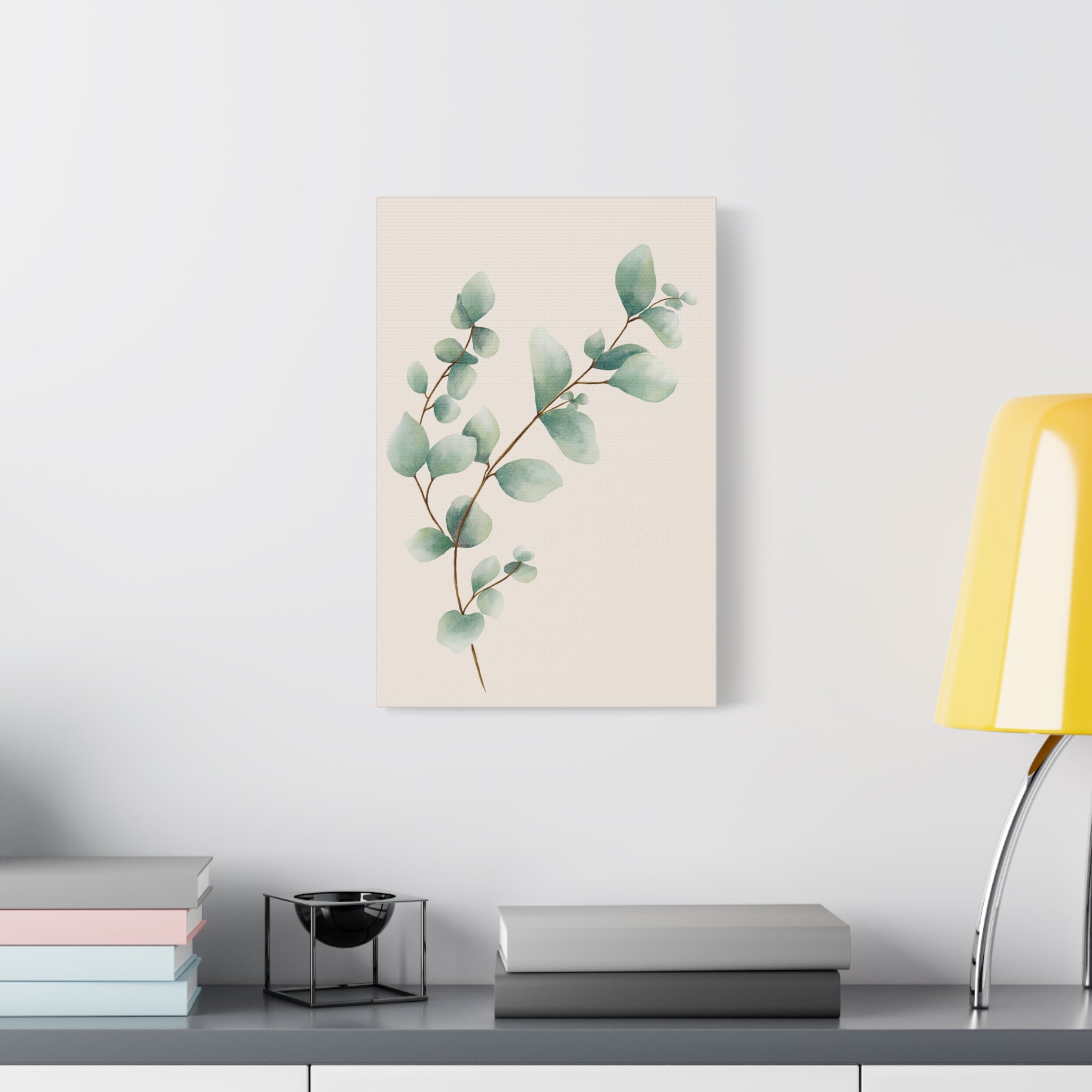 Botanical Watercolor Canvas Print — Green Leaf Wall Art (Matte Stretched)