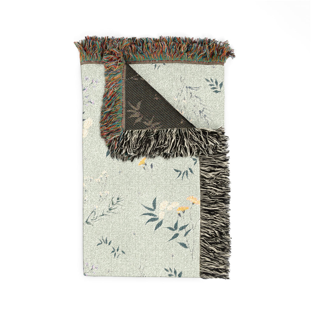 Floral Woven Blanket — Reversible Vintage Botanical Throw for Living Room & Bedroom