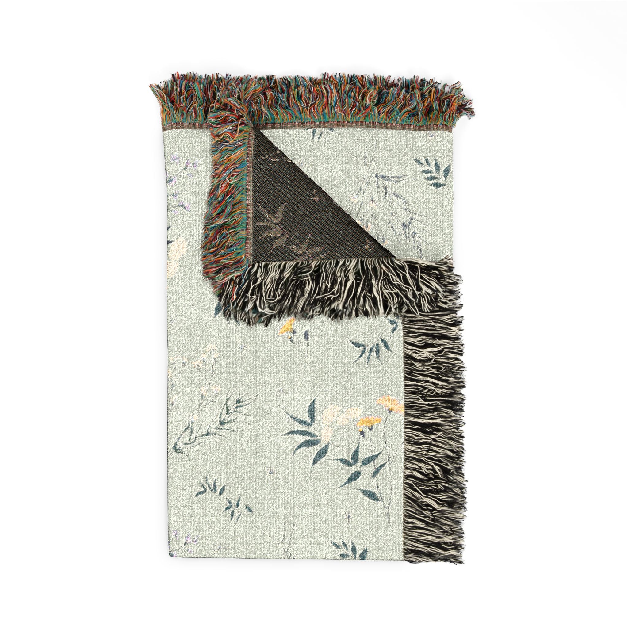 Floral Woven Blanket — Reversible Vintage Botanical Throw for Living Room & Bedroom
