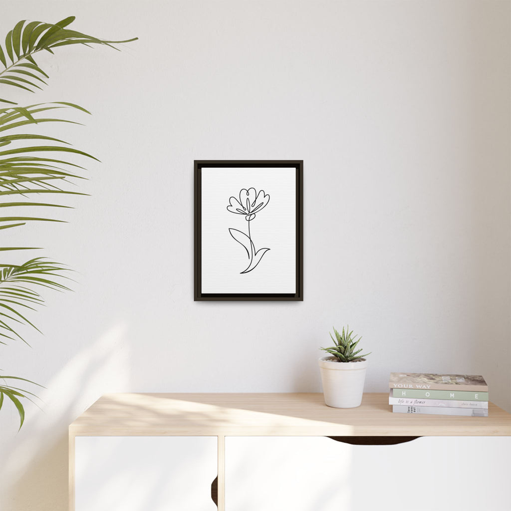 Minimal Floral Line Art Framed Canvas — Matte Multi-Color