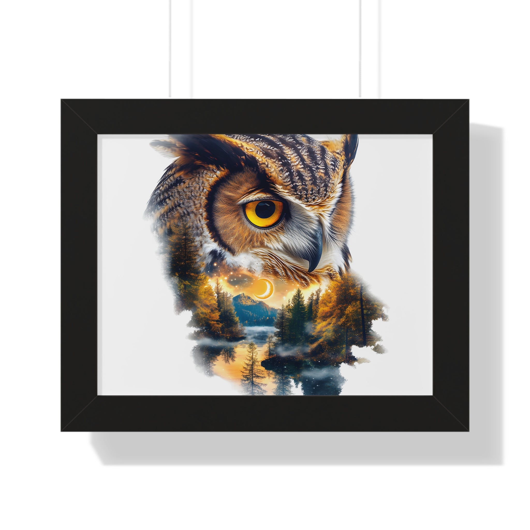 Double Exposure Owl Woodland Framed Poster