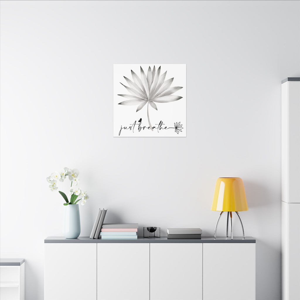 Just Breathe Wall Art Canvas — Minimalist Botanical Matte Print