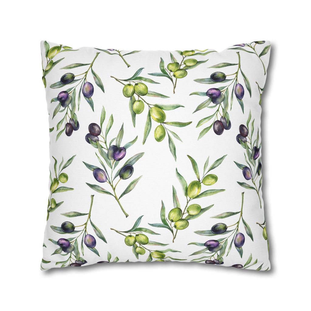 Olive Branch Decorative Pillowcase - Watercolor Mediterranean Throw Pillow Cover