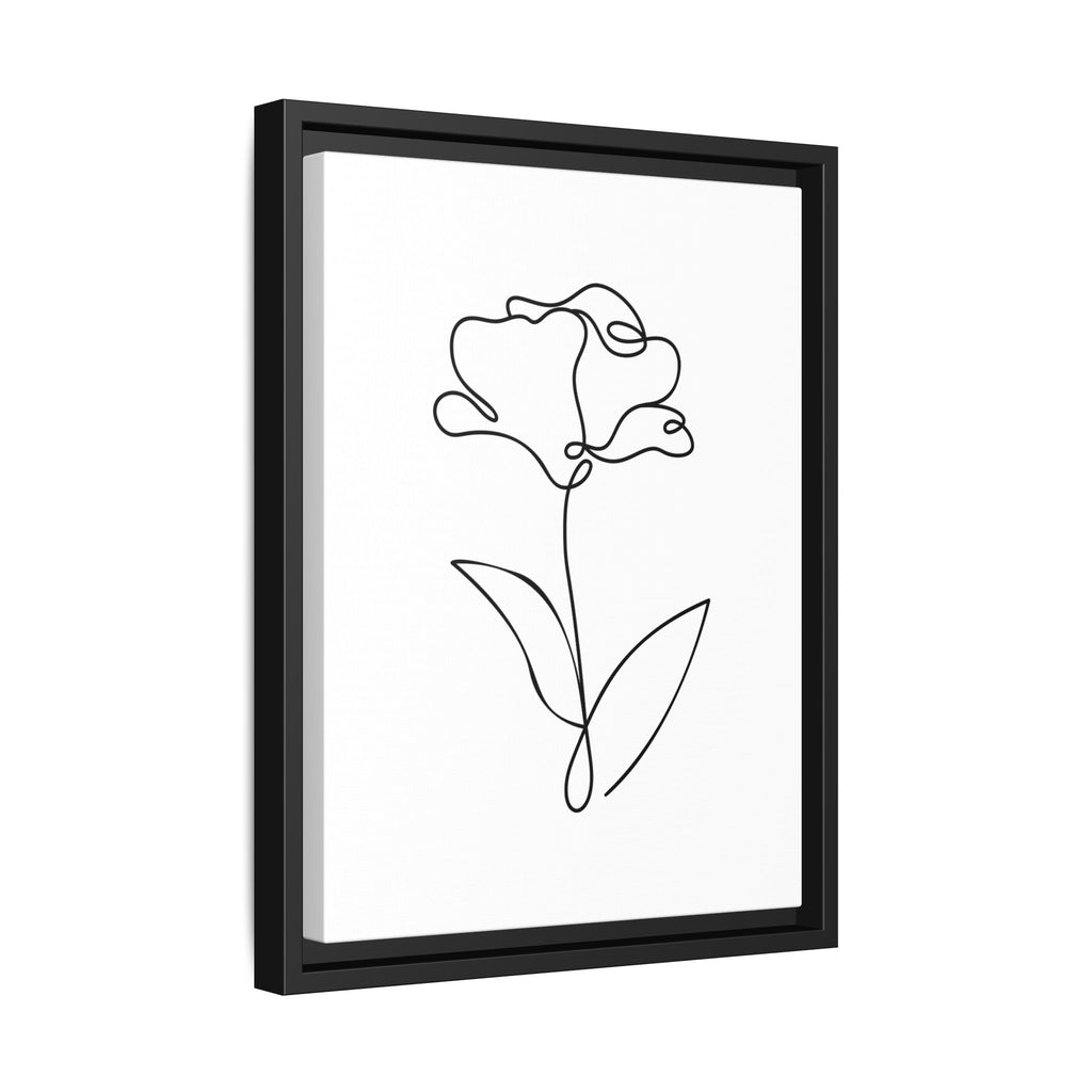 Minimal Line Art Flower Matte Canvas Framed Print