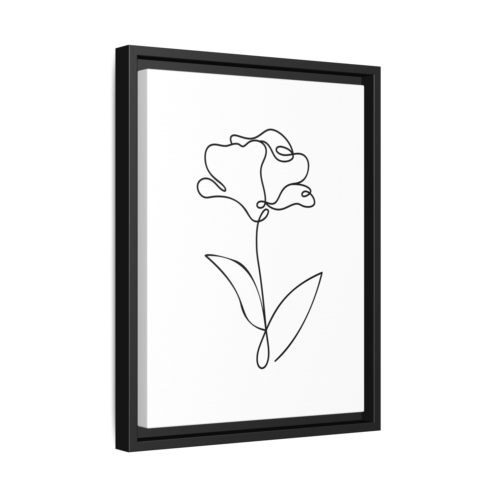 Minimal Line Art Flower Matte Canvas Framed Print