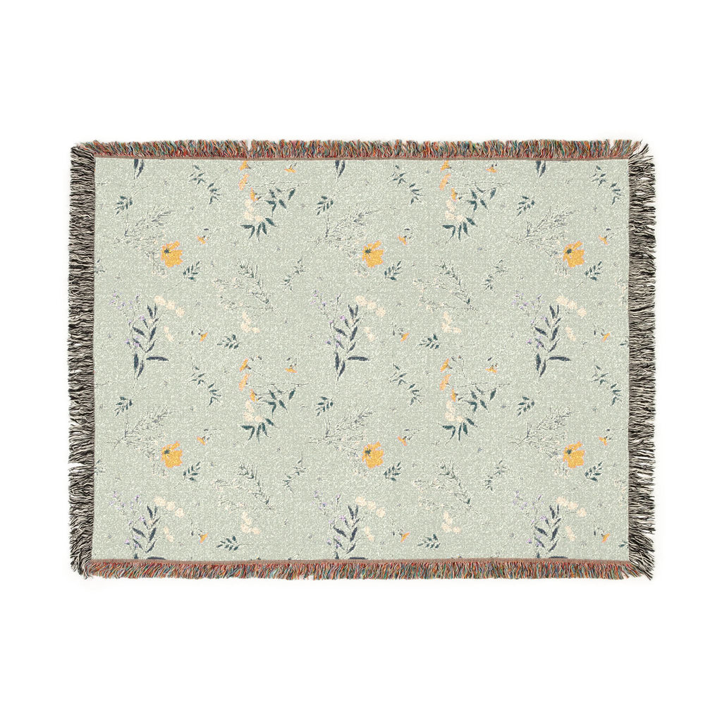 Floral Woven Blanket — Reversible Vintage Botanical Throw for Living Room & Bedroom