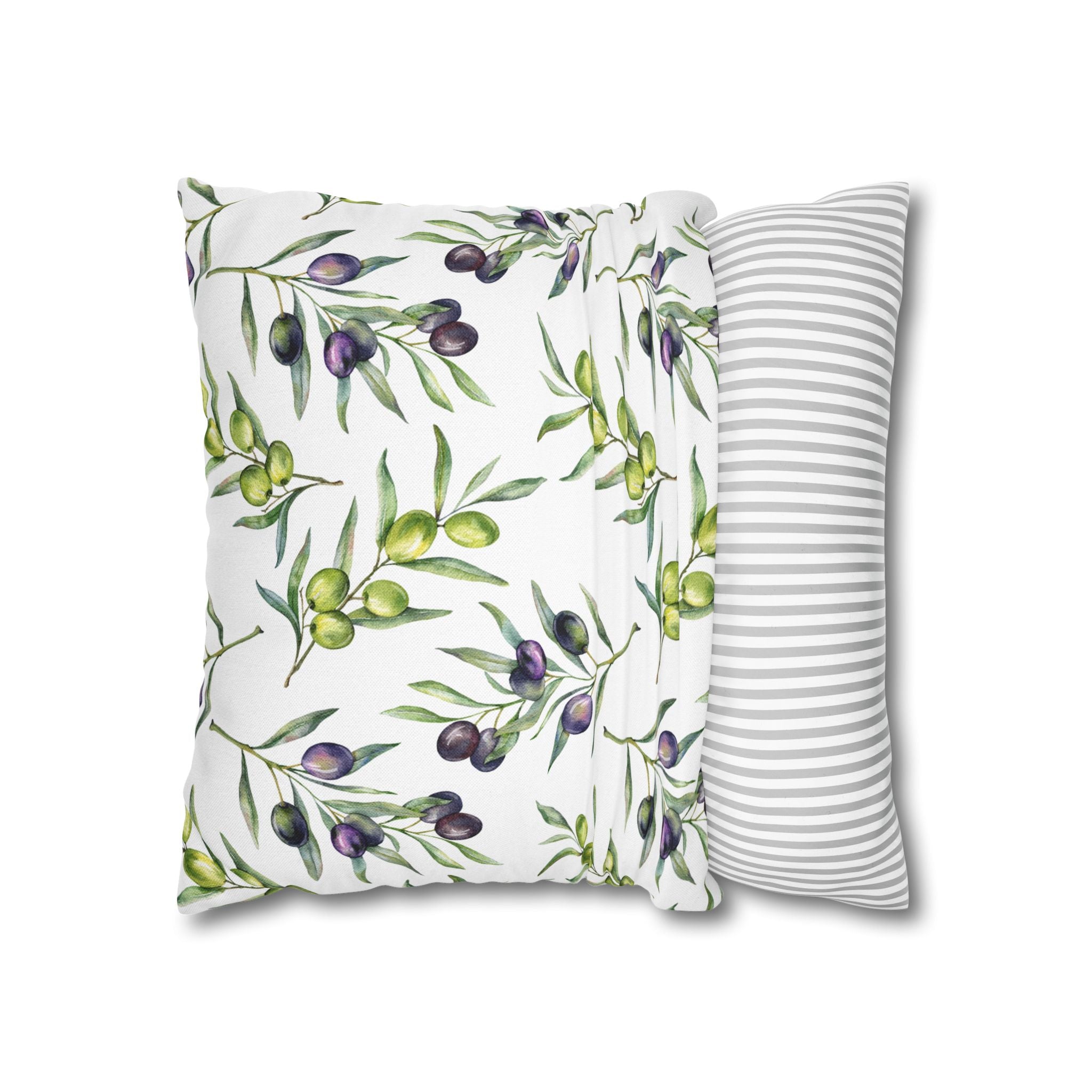 Olive Branch Decorative Pillowcase - Watercolor Mediterranean Throw Pillow Cover