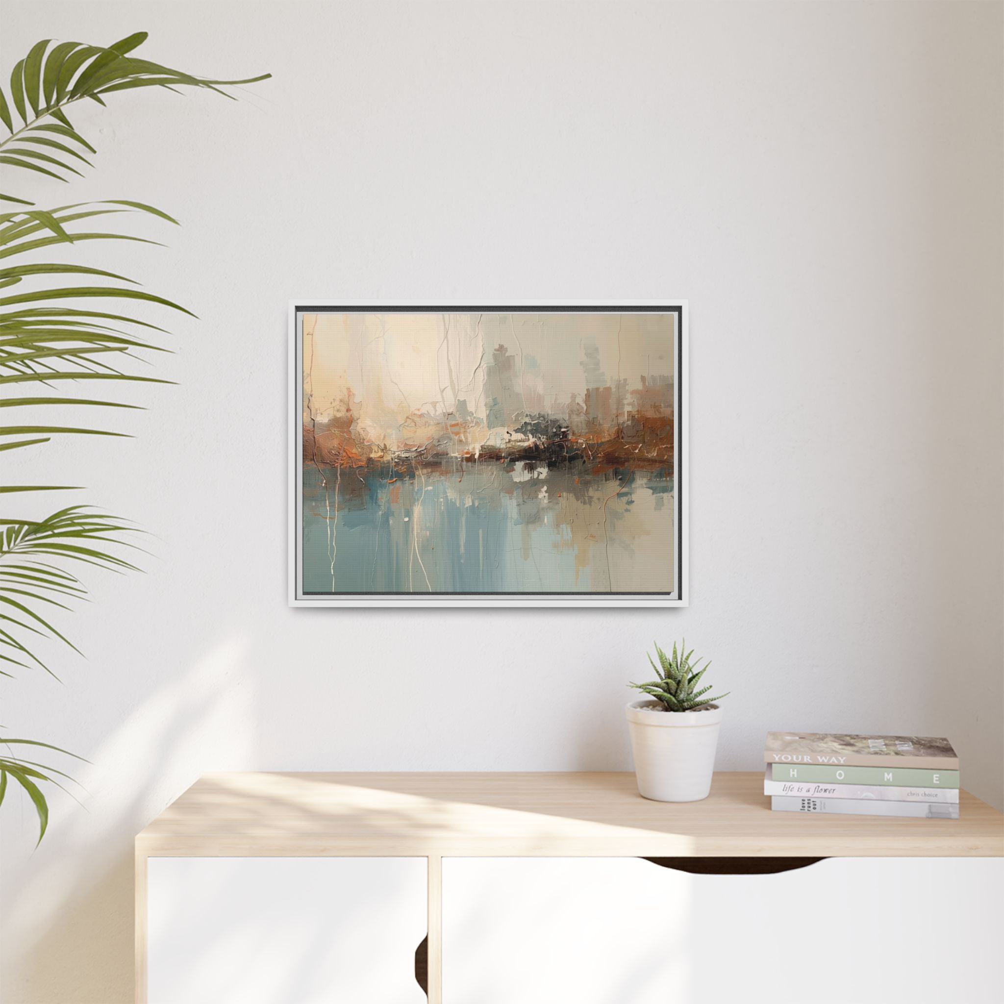 Serene Watercolour Abstract Canvas Print – Matte Framed Wall Art